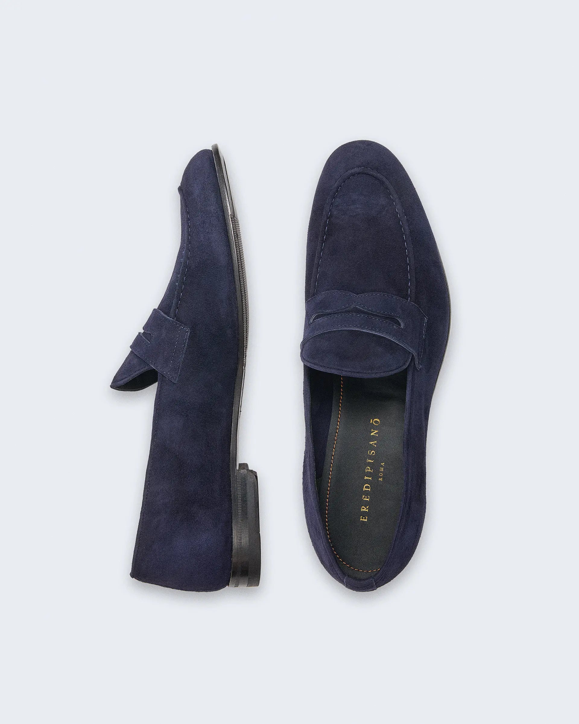 Blue moccasin in light suede