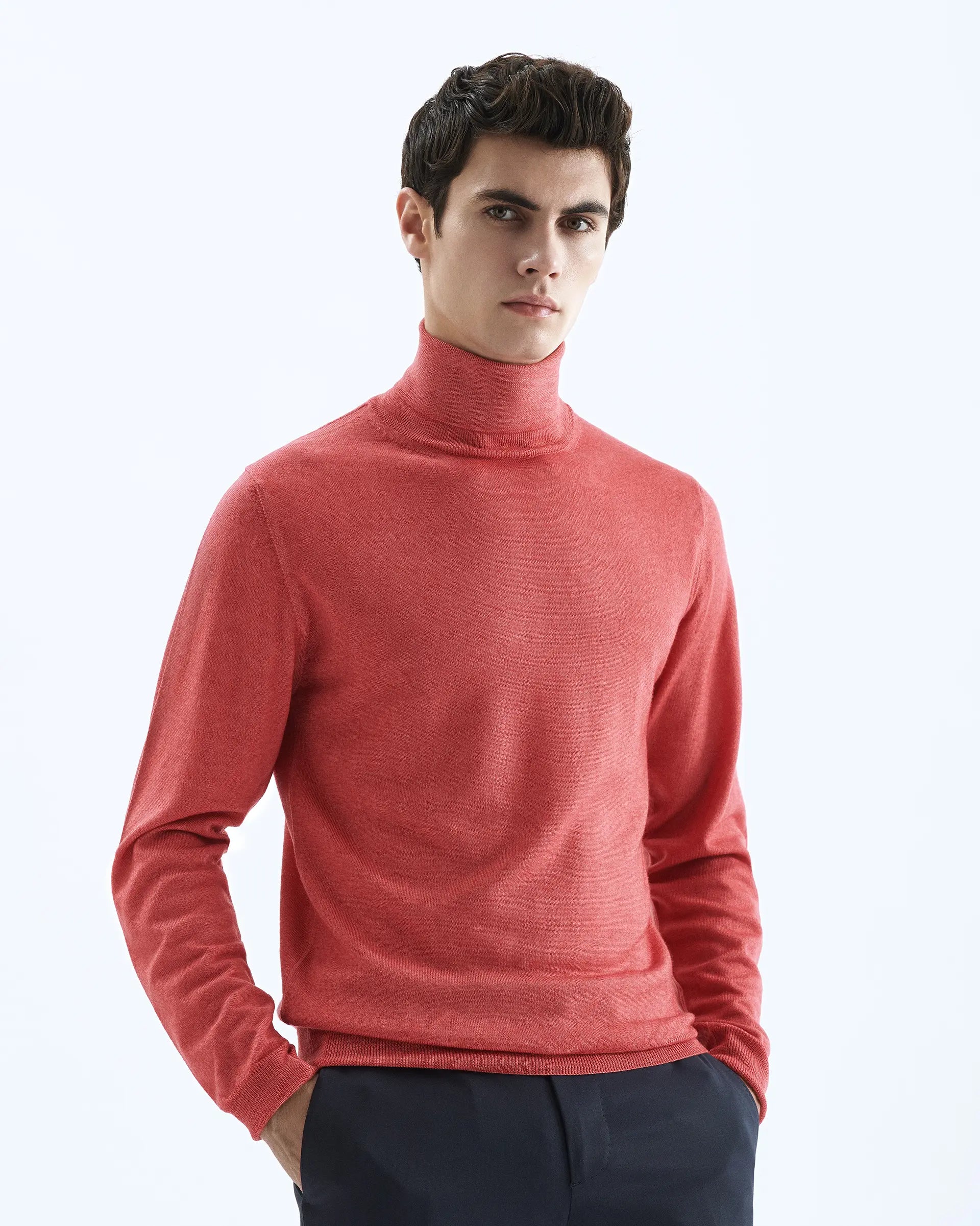 Coral turtleneck clearance sweater