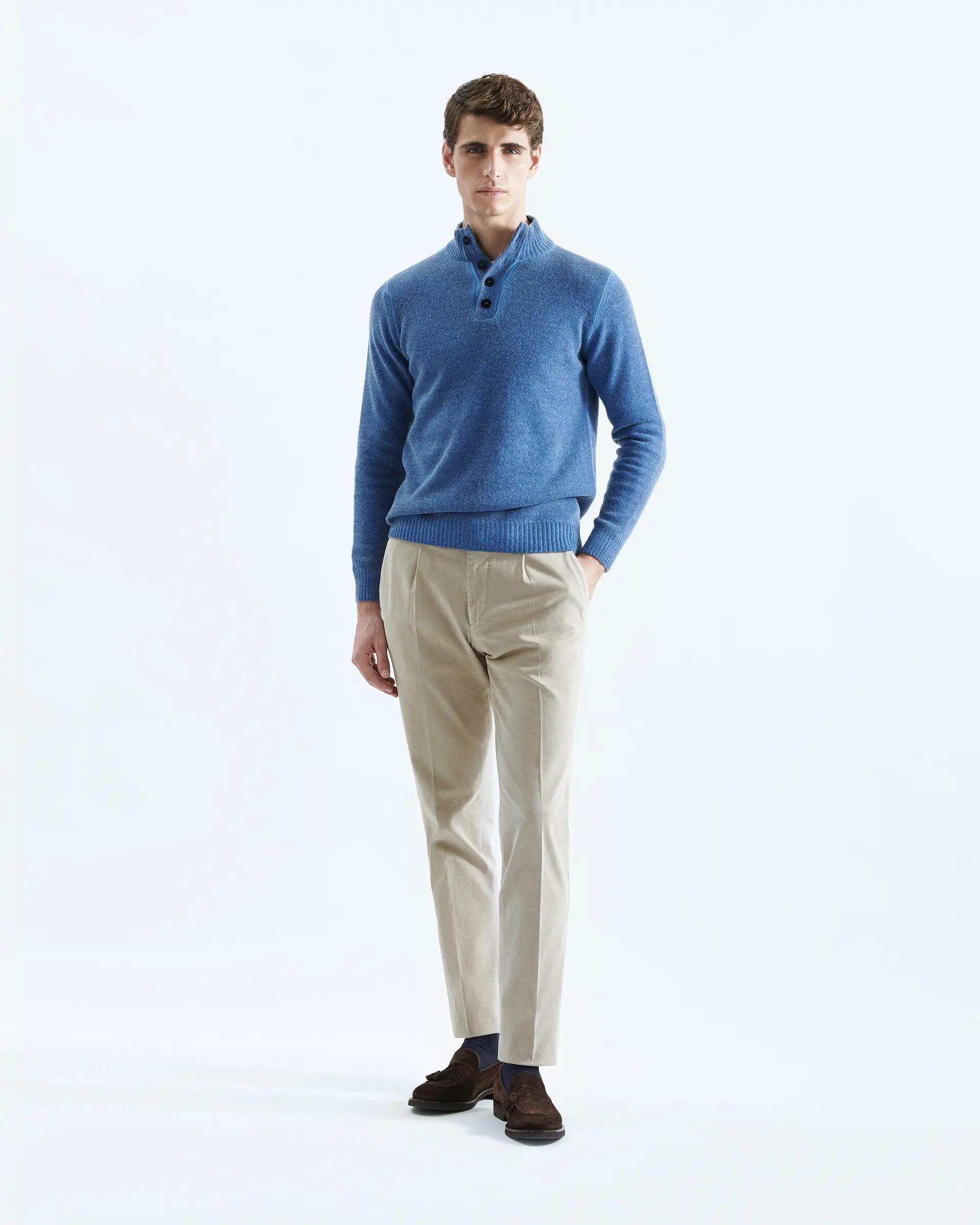 Pantalone beige in cotone stretch tinto in capo Eredipisan Italia