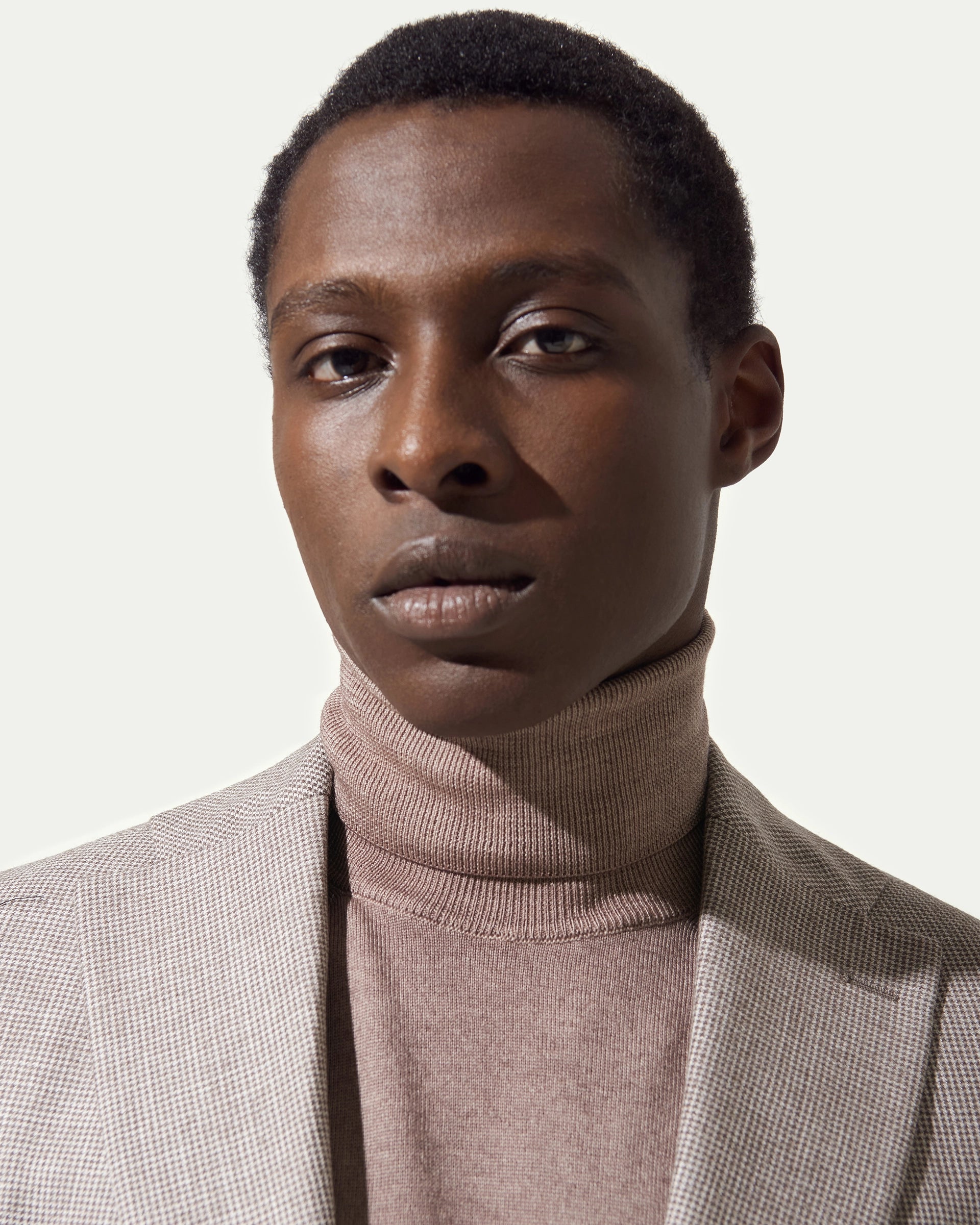 Abito Pied de Poule Beige in lana e cotone tessuto Vitale Barberis & Canonico