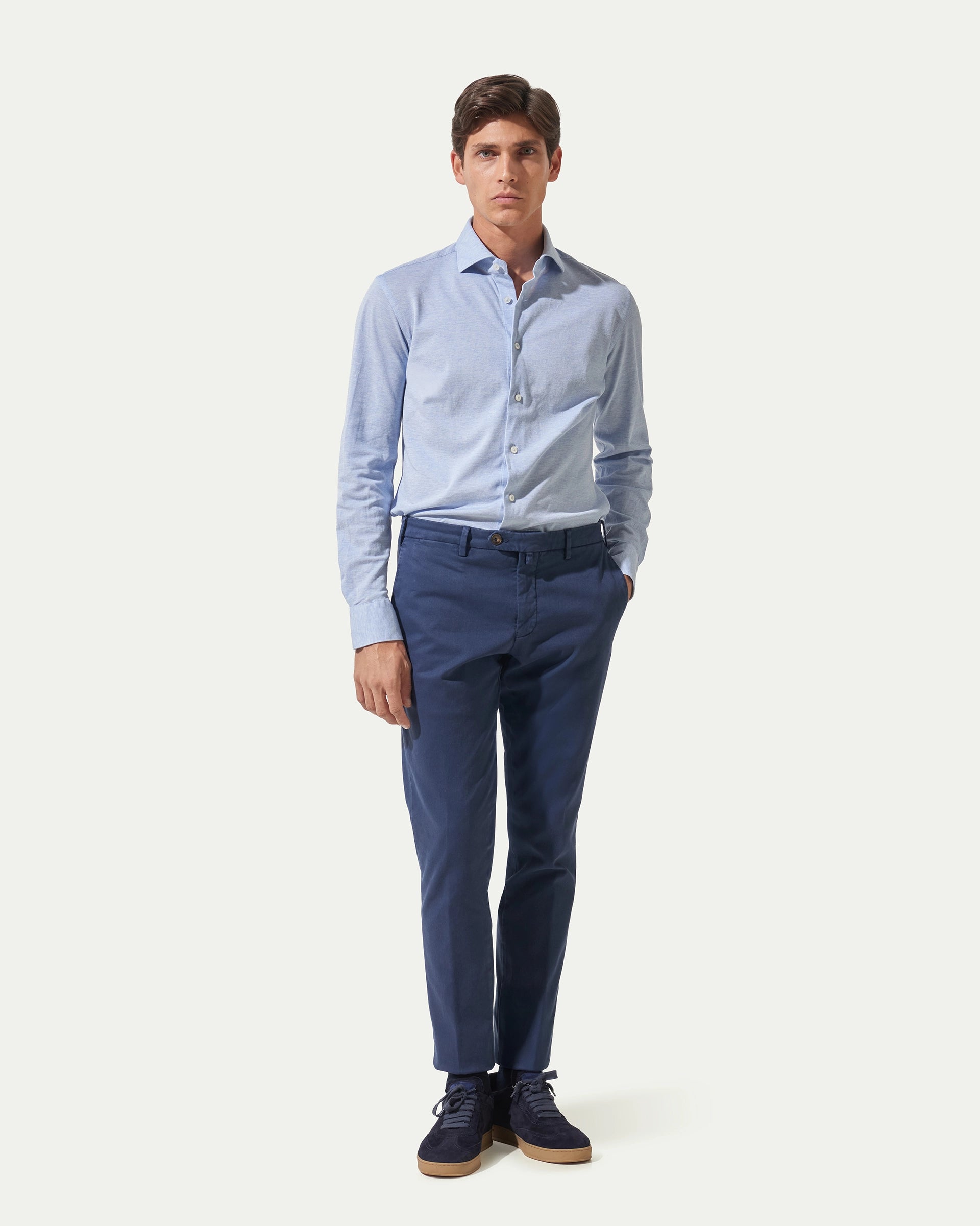 Pantalone blu in cotone vans stretch tinto in capo