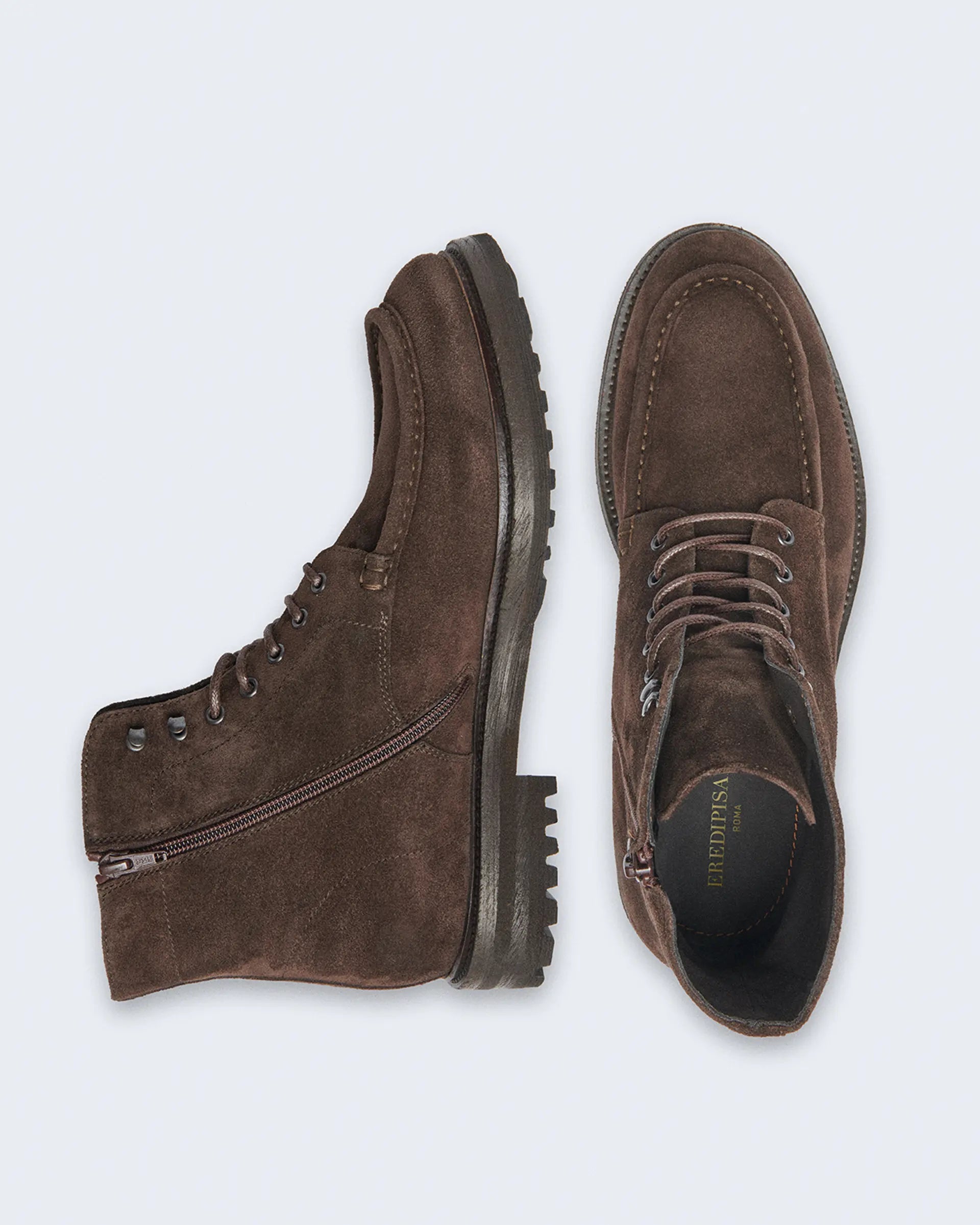 Lace-up boot in dark brown suede