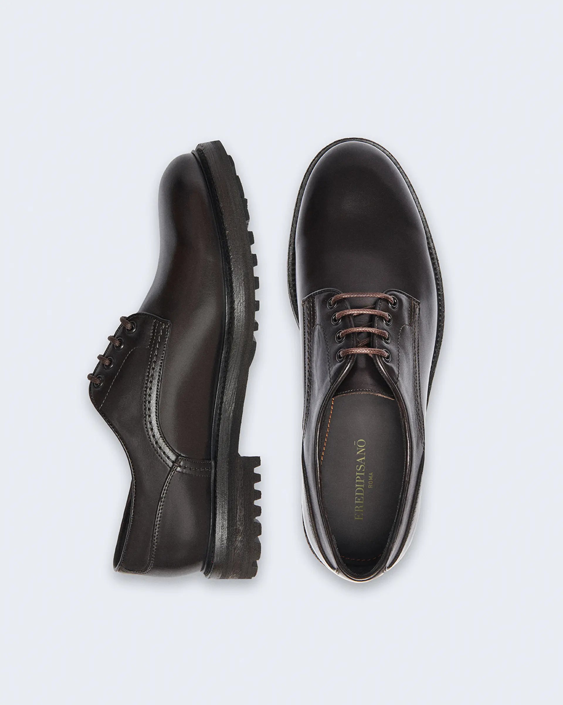 Derby lace-up in dark brown leather