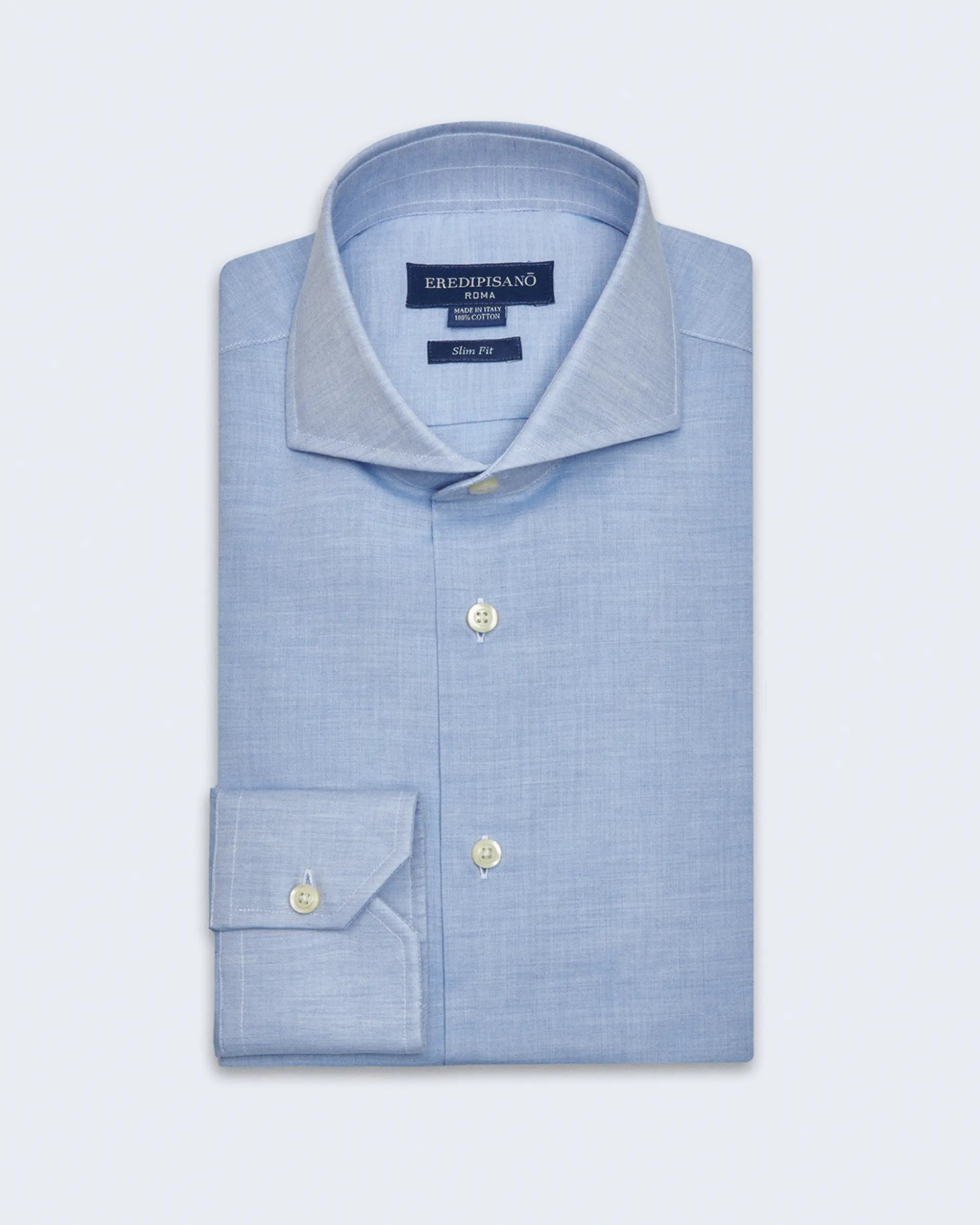 Light blue shirt in pure cotton with Venice collar