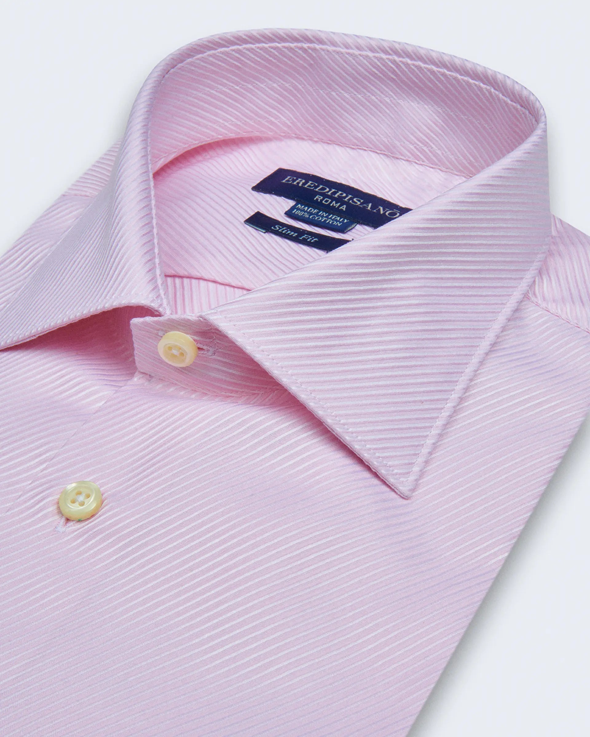 Camicia rosa oxford diagonale slim fit collo Italia
