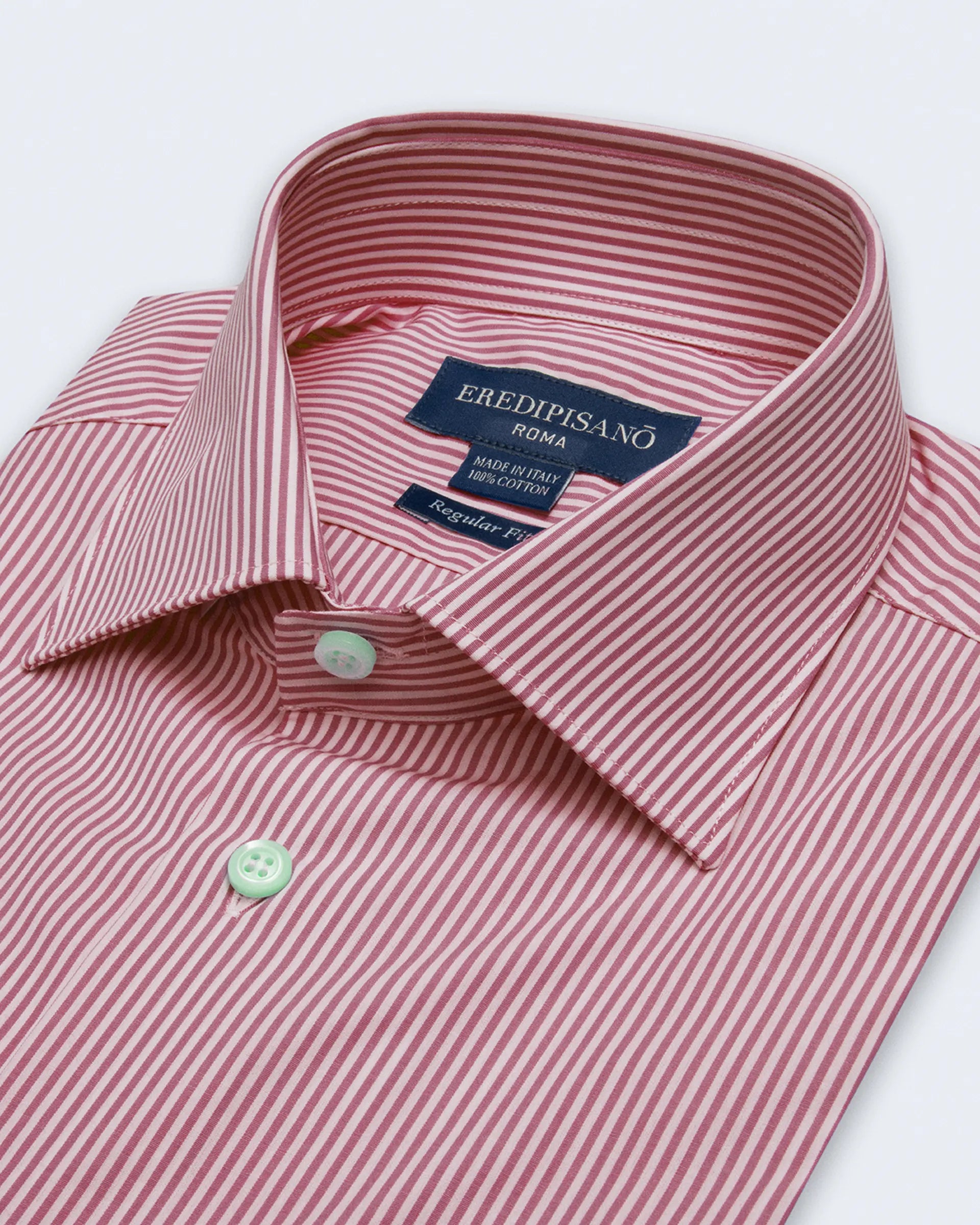 Regular fit burgundy striped shirt in pure cotton with Milan collar