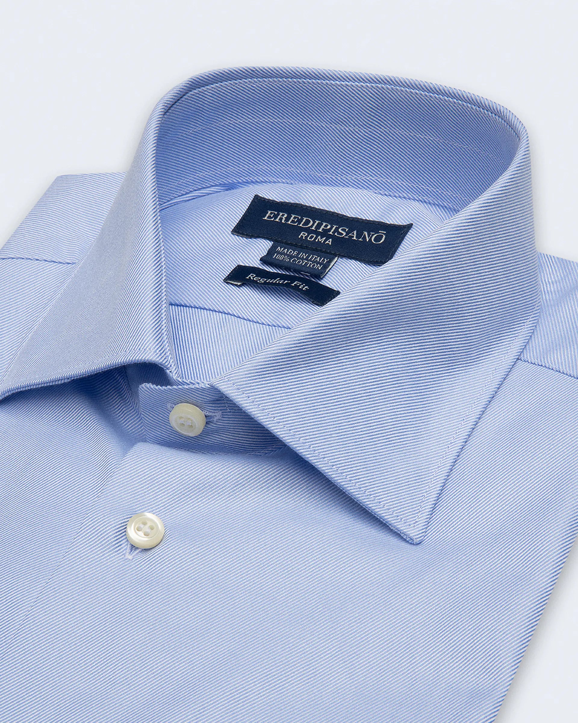 Regular fit light blue diagonal oxford shirt with Milan collar