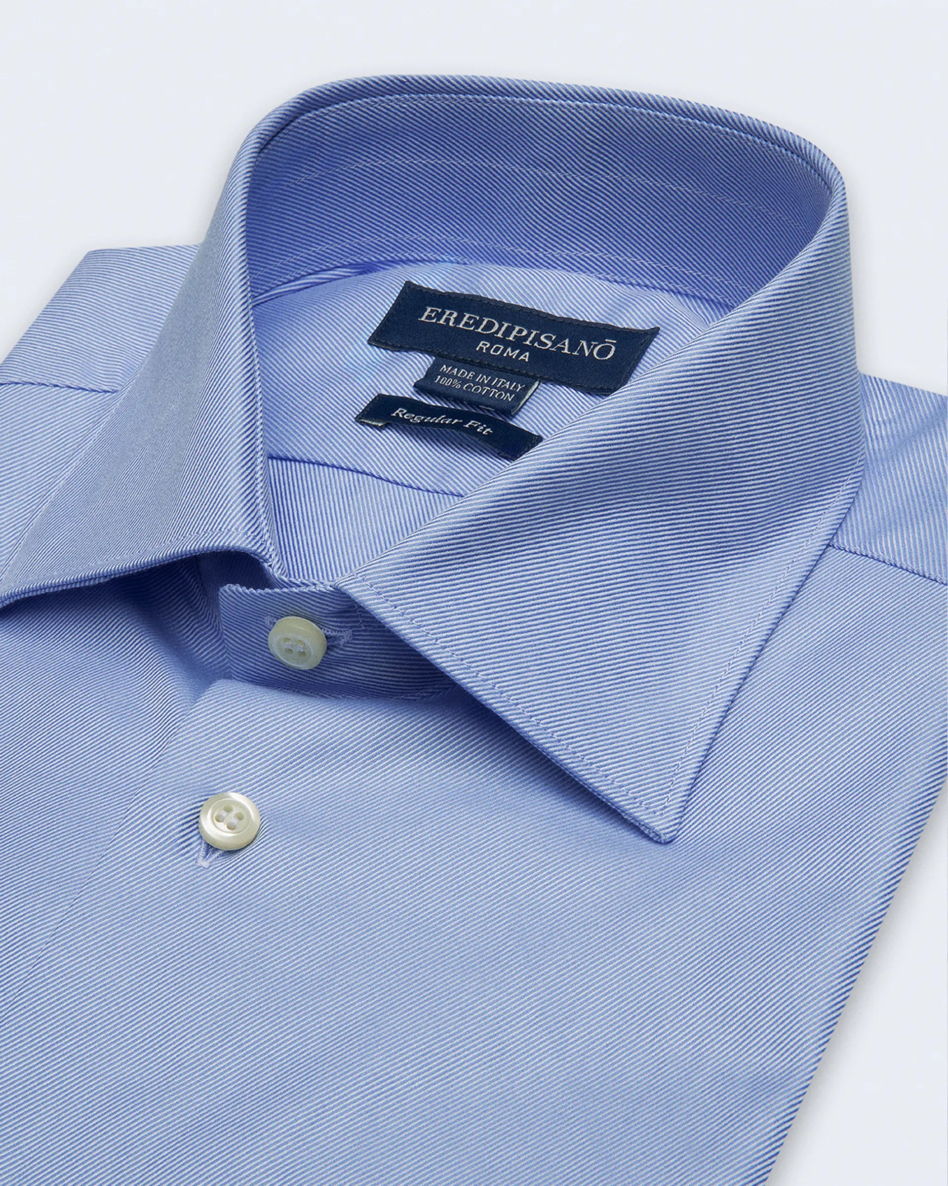 Regular fit diagonal blue oxford shirt with Milan collar