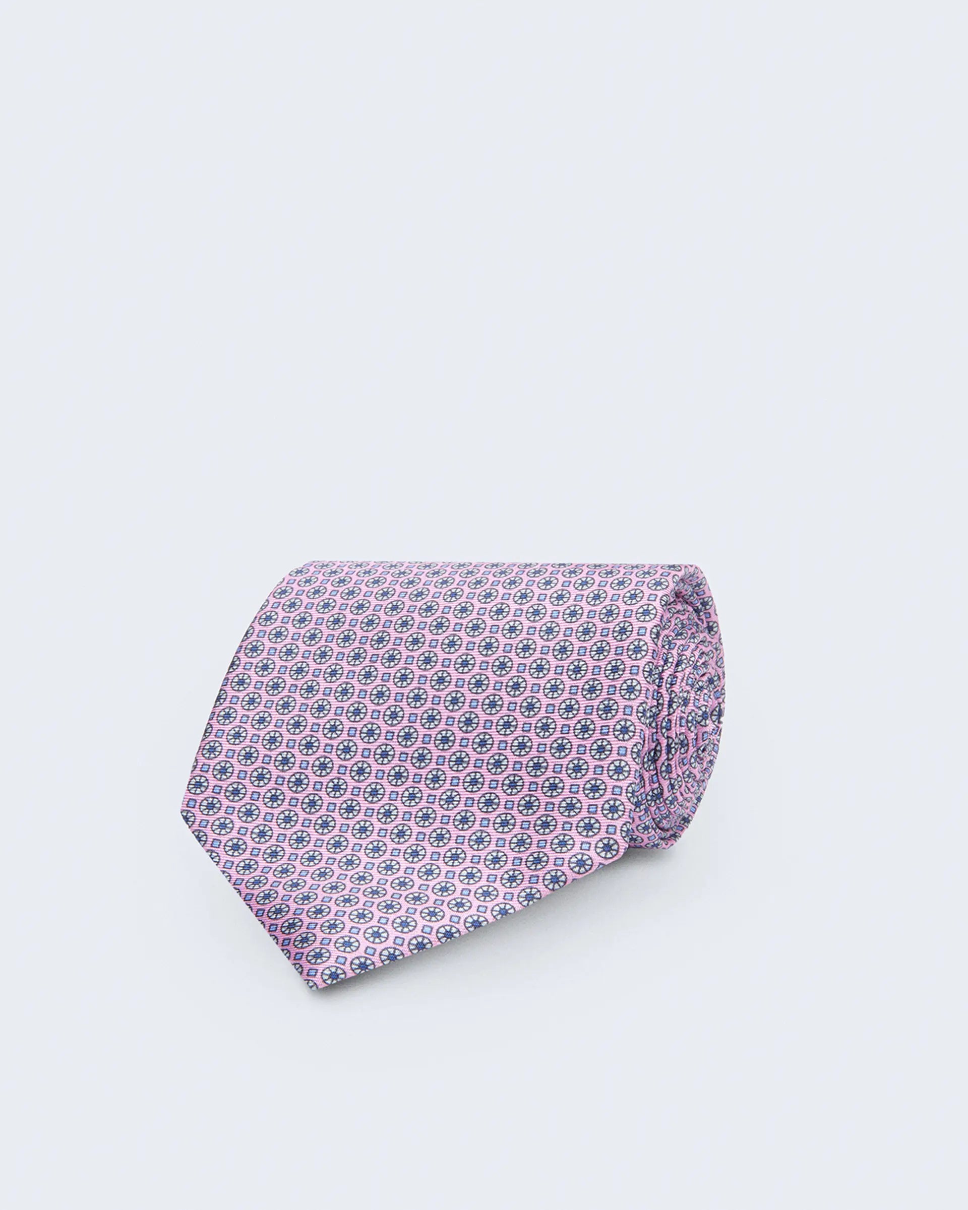 Cravatta in Seta Twill con motivo floreale e sfondo rosa