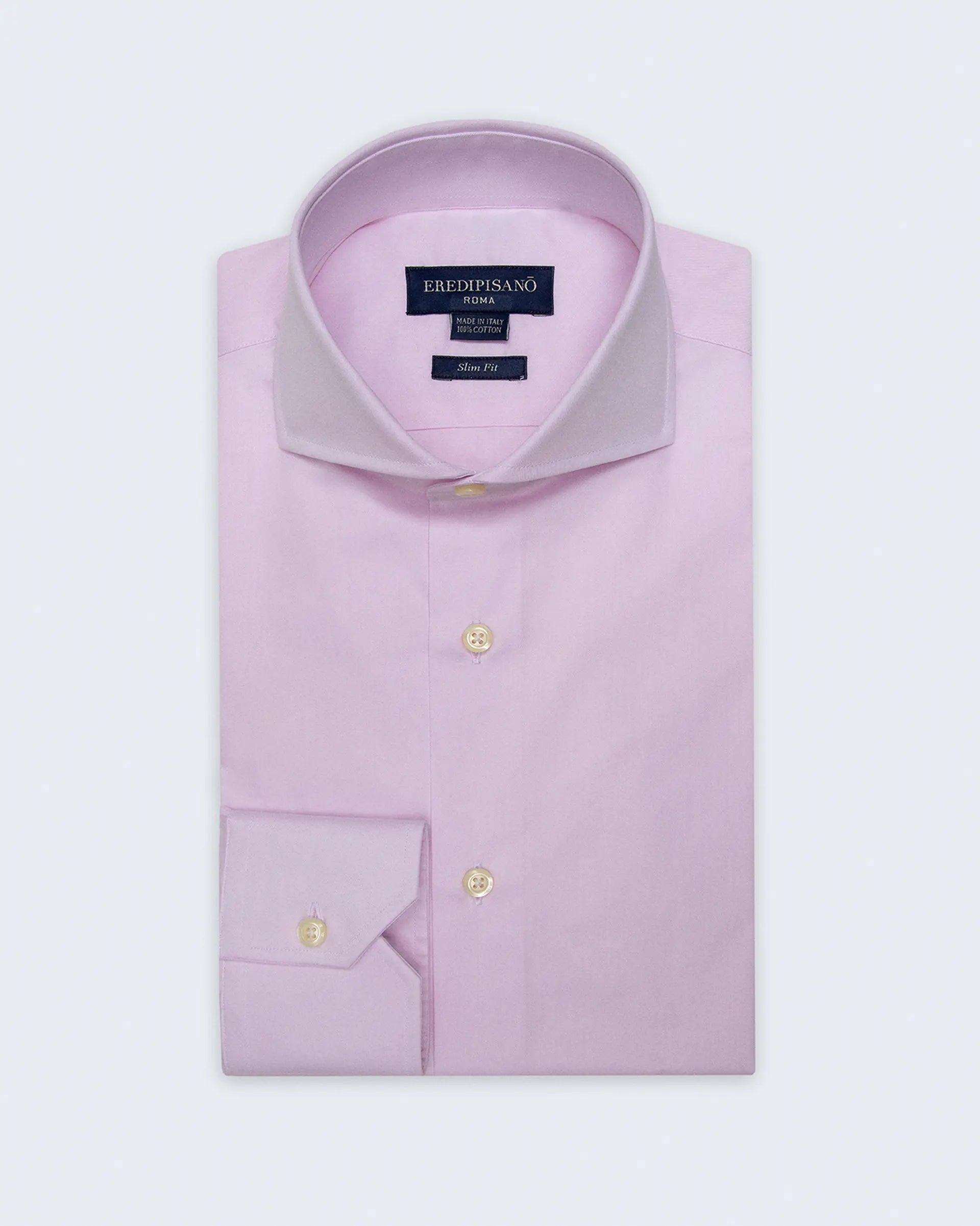 Pink shirt in slim fit cotton twill with Venice collar