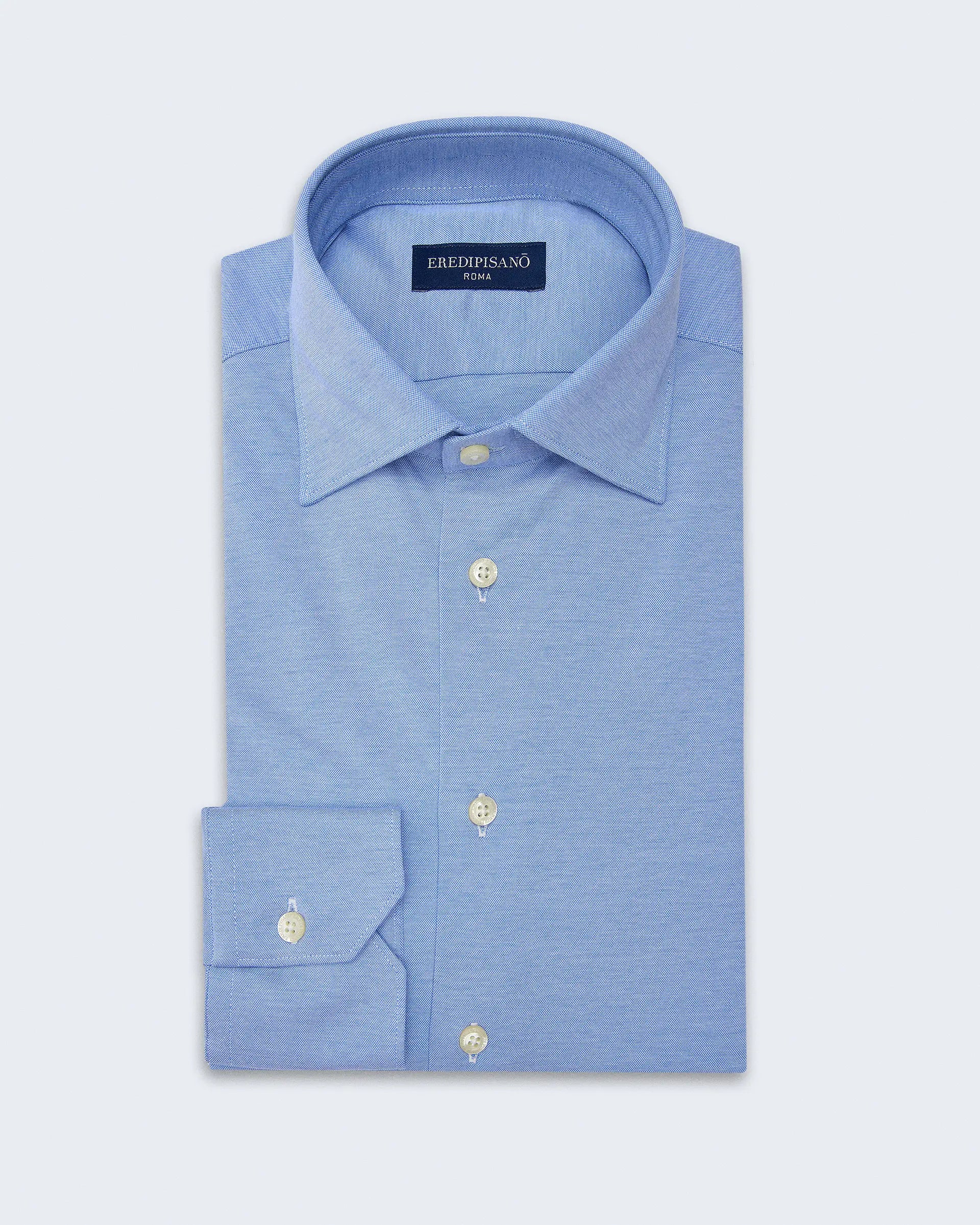 Camicia azzurra in cotone stretch confort fit