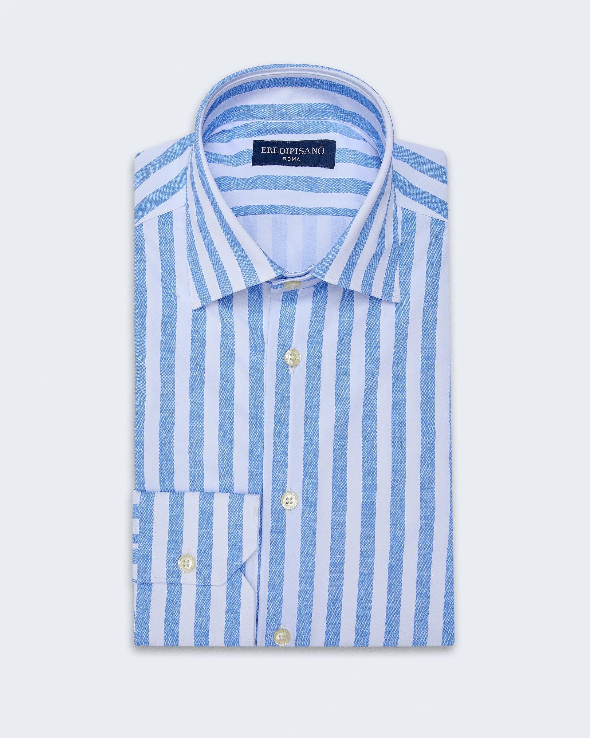 Easy iron comfort fit light blue striped shirt