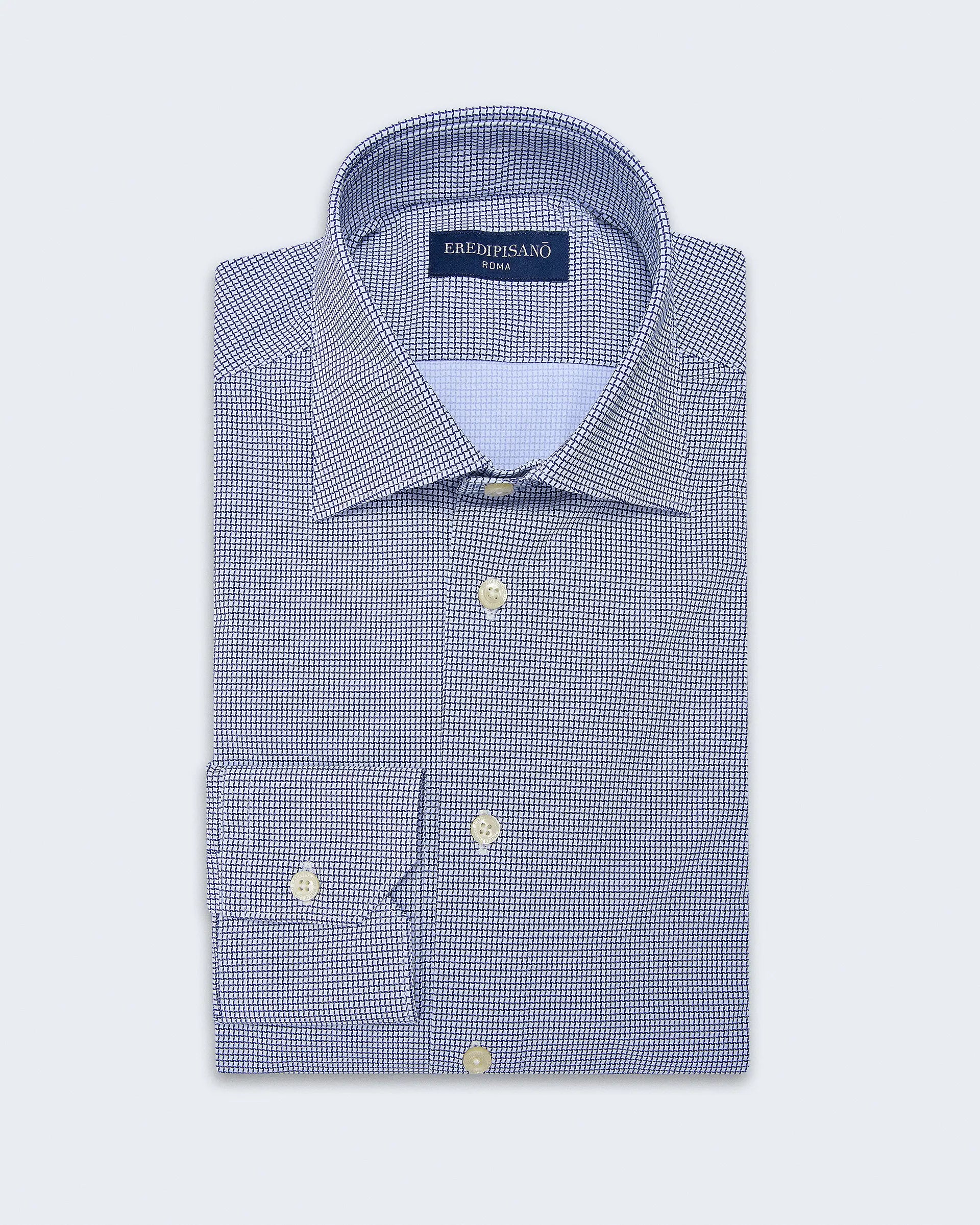 Easy iron comfort fit blue micro patterned shirt