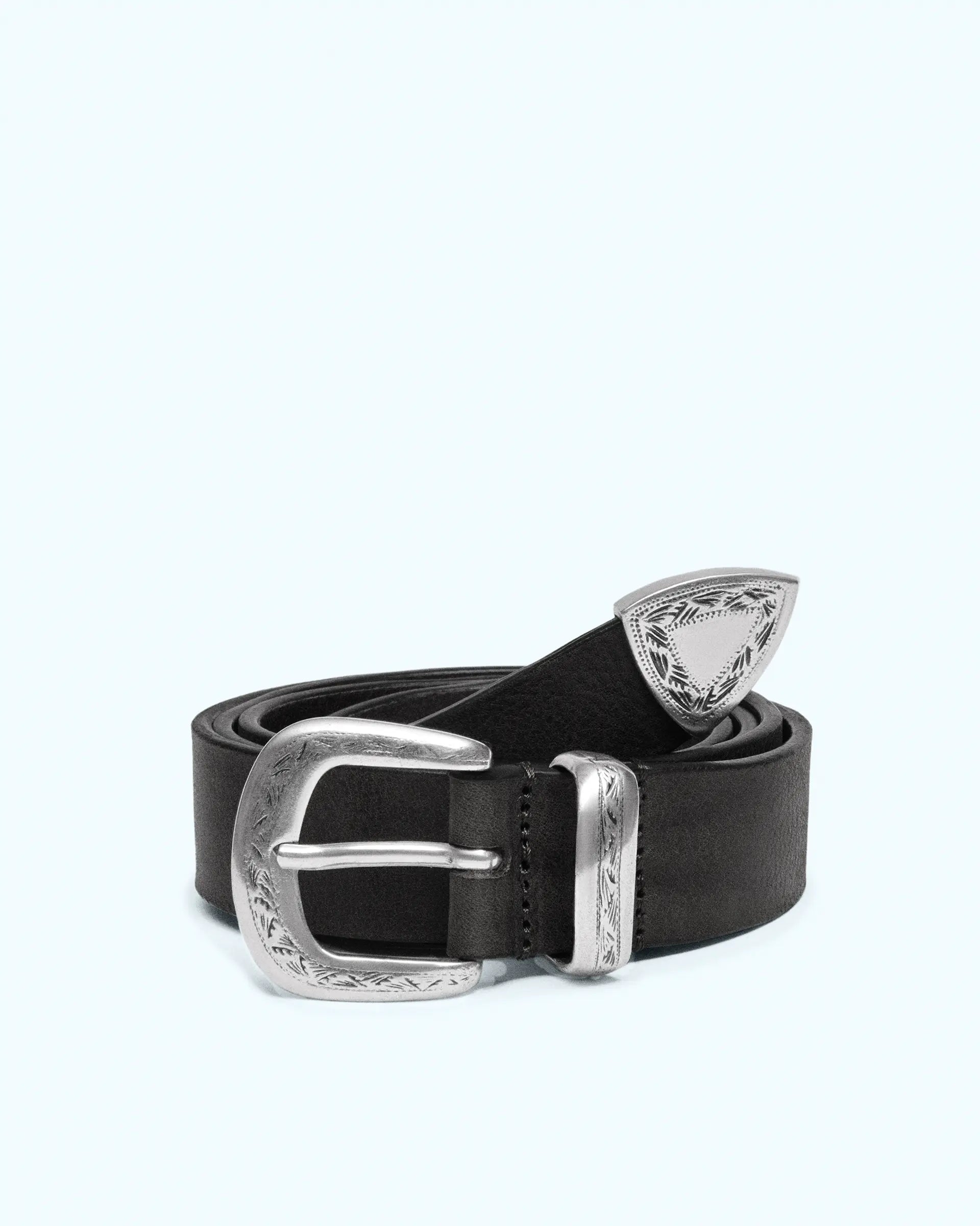 Black Texas Leather Belt with Spike