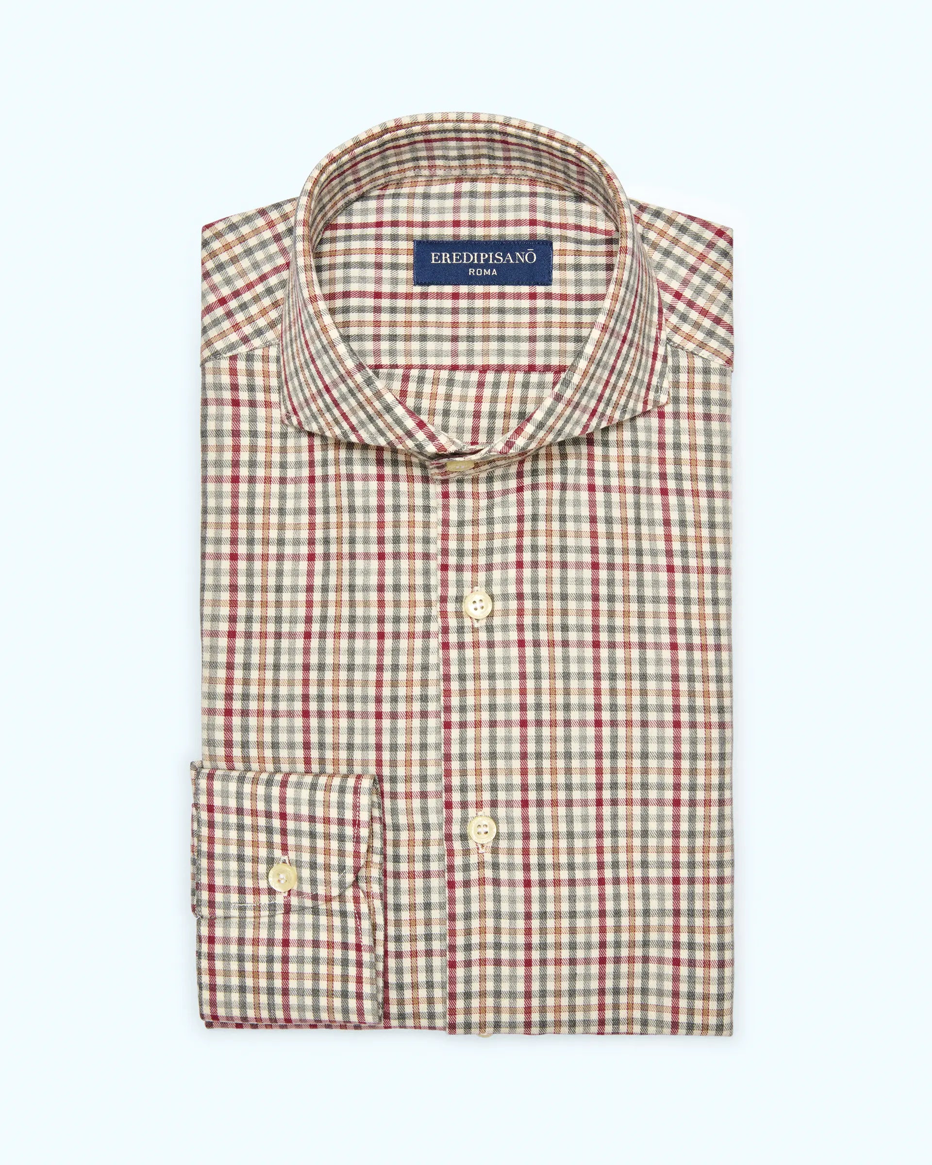 Camicia check bordeaux modern fit collo Firenze