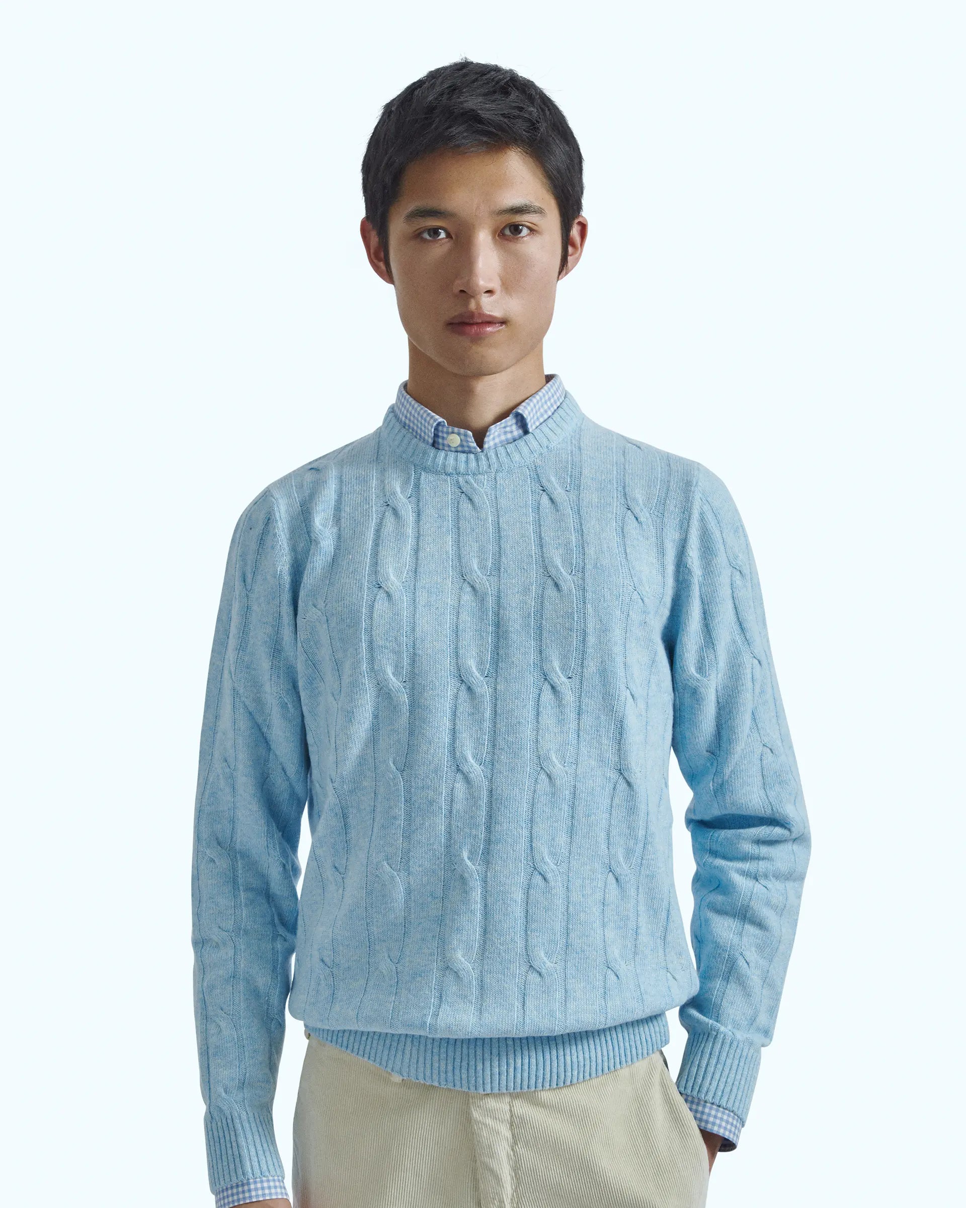 Sky crewneck in cashmere blend with braided workmanship