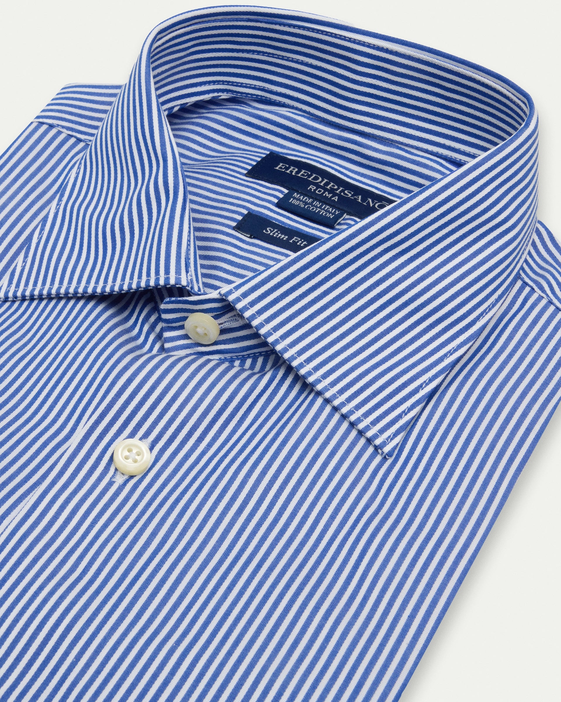500-stripe blue slim-fit pure cotton shirt
