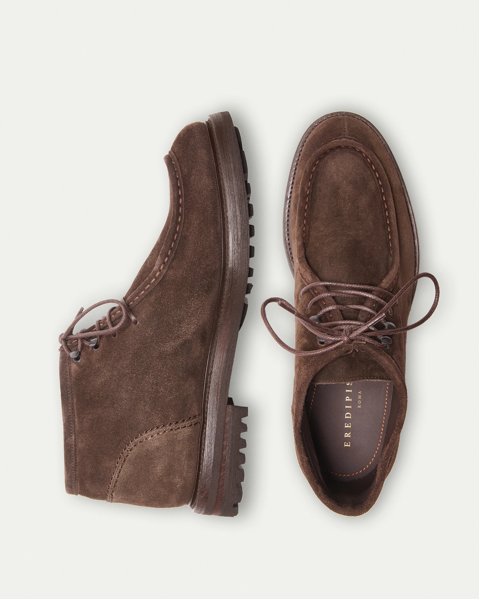 Stivaletto stringato in light suede testa di moro