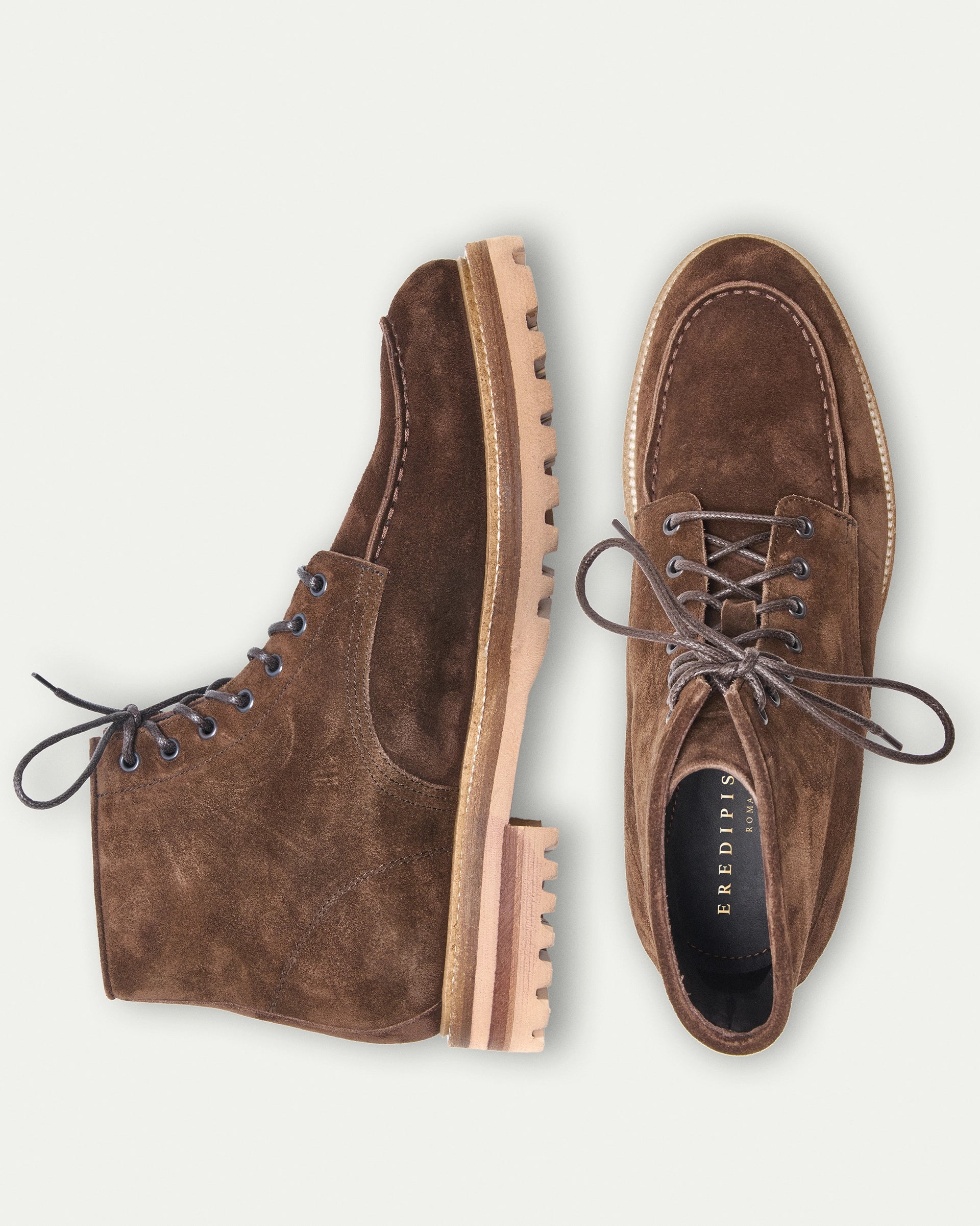 Stivaletto stringato in light suede marrone