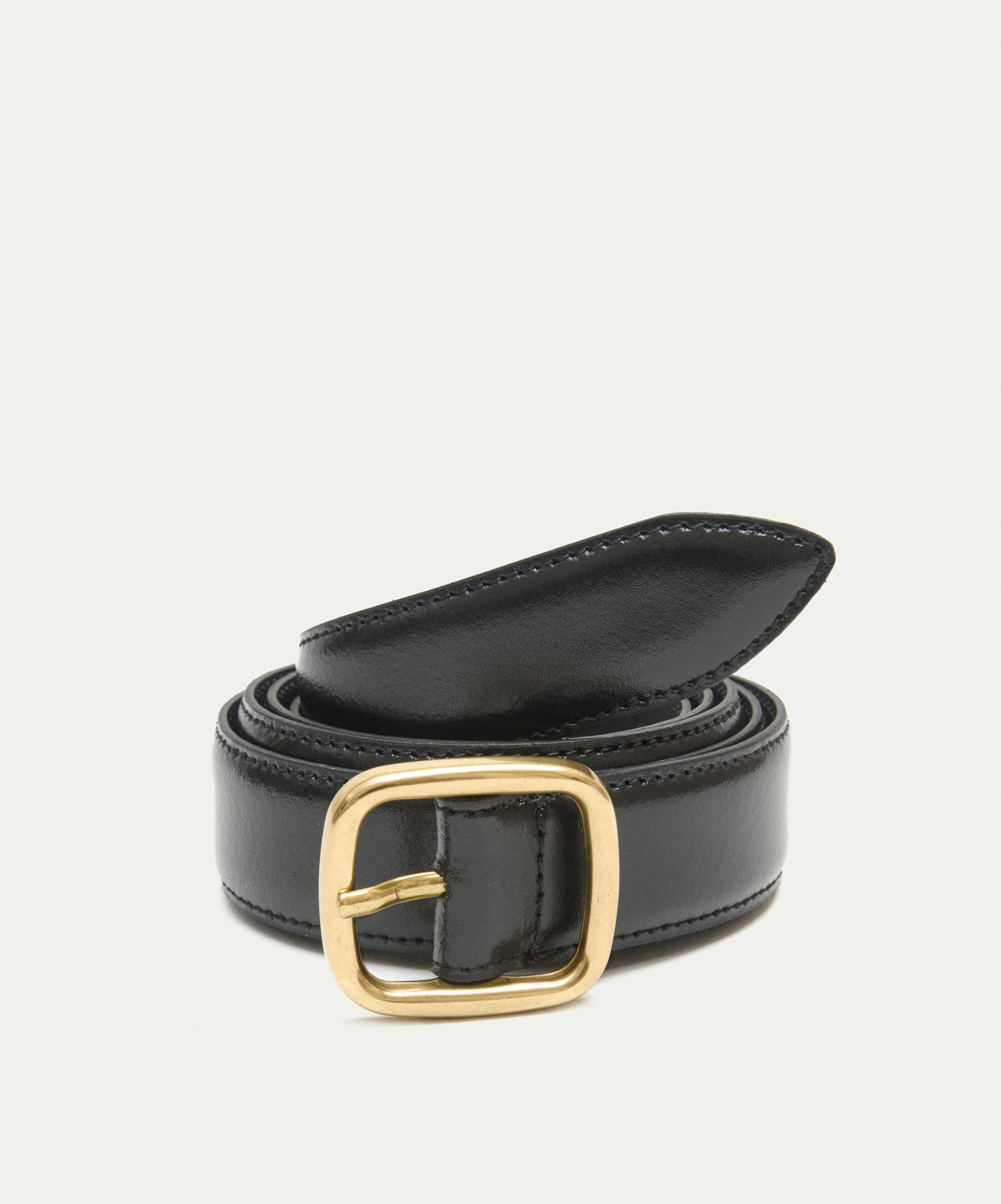 Black belt H30mm in brushed calfskin