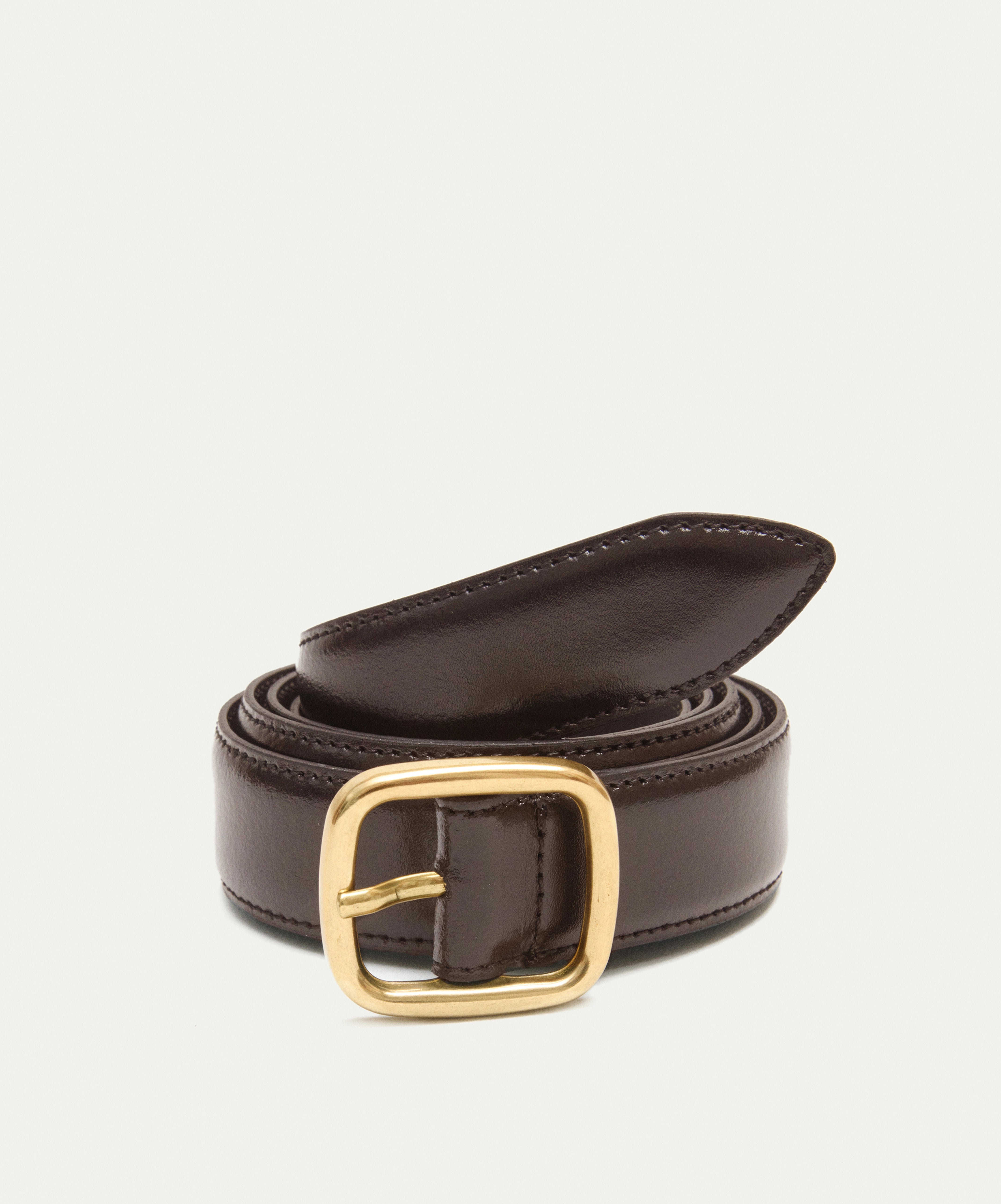 Brown brushed calfskin belt H30mm
