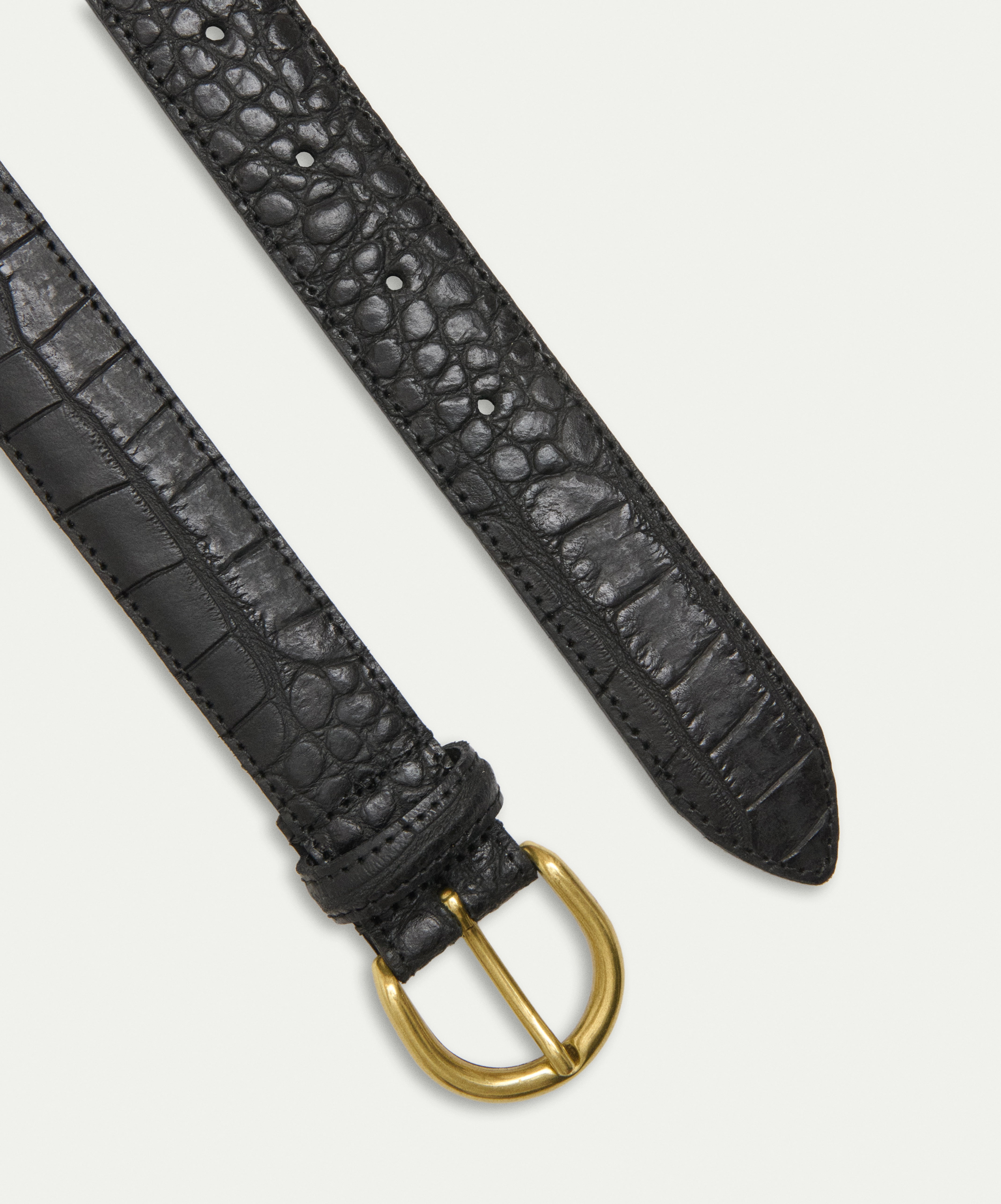 Black belt H30mm in printed calfskin