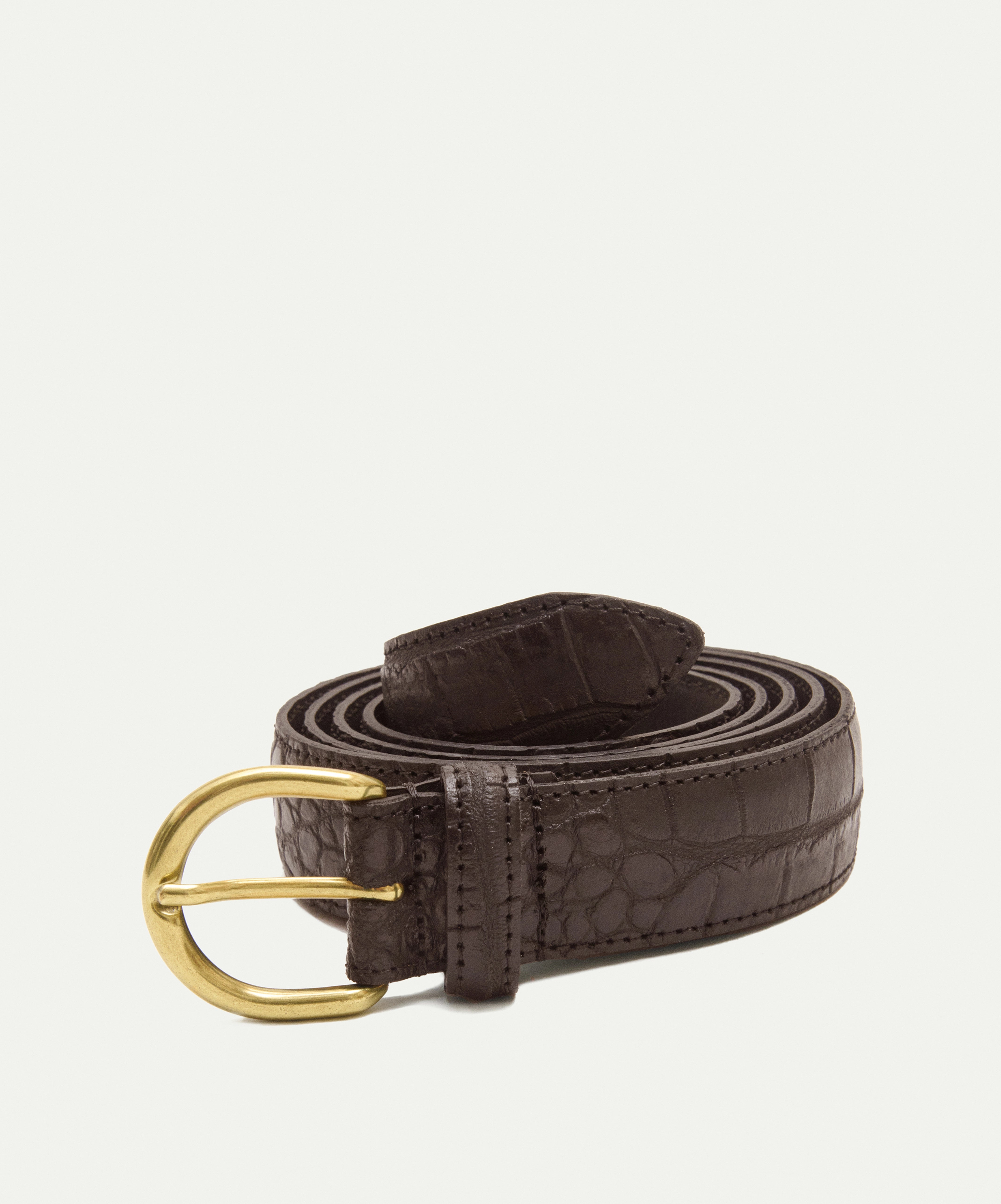 Brown belt H30mm in printed calfskin
