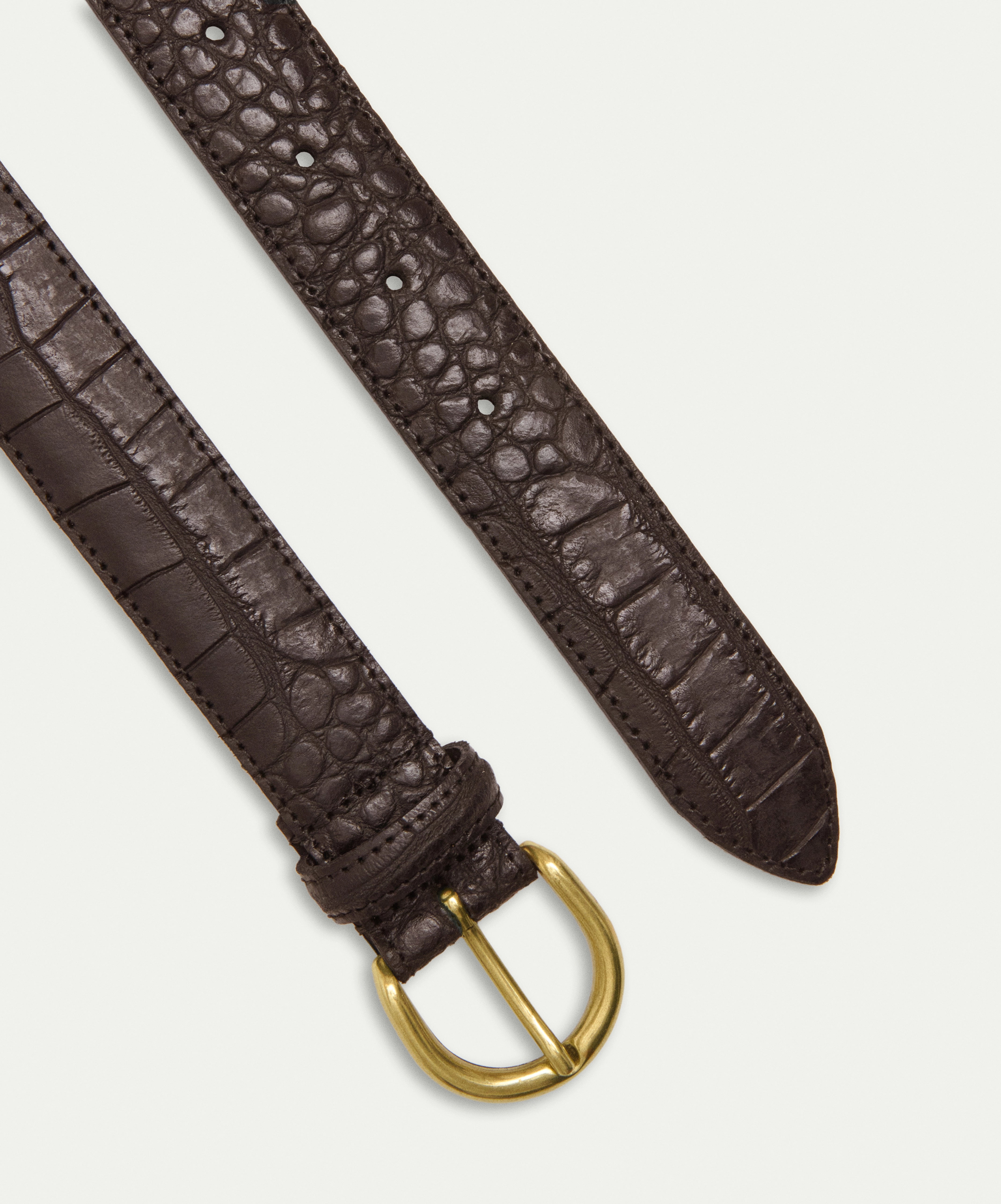 Brown belt H30mm in printed calfskin