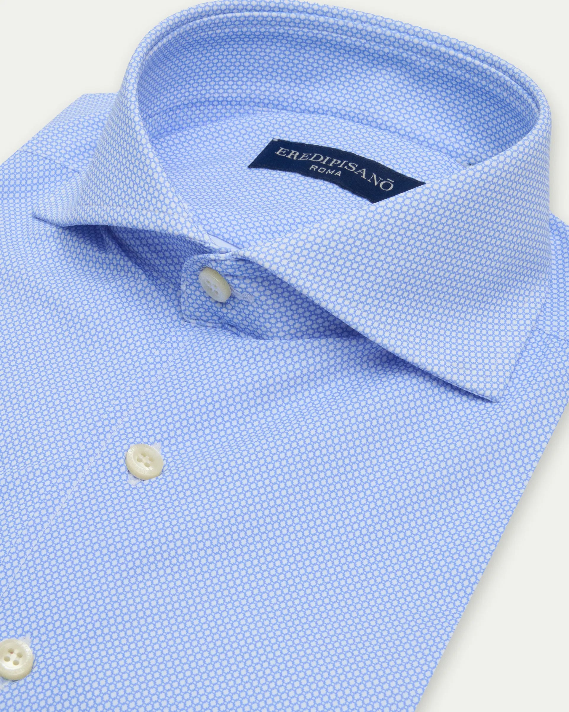 Easy iron comfort fit light blue micro-patterned shirt