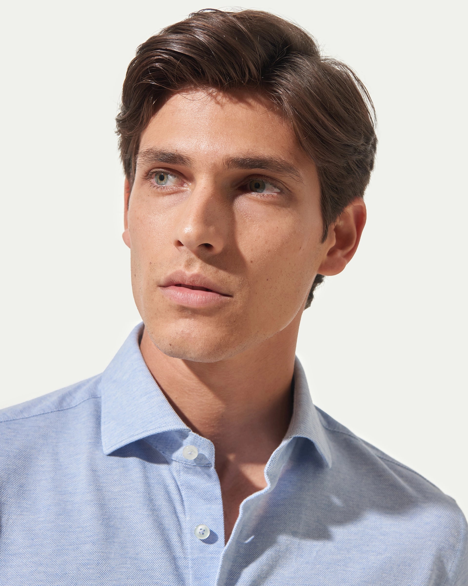 Light blue jersey shirt in pure cotton