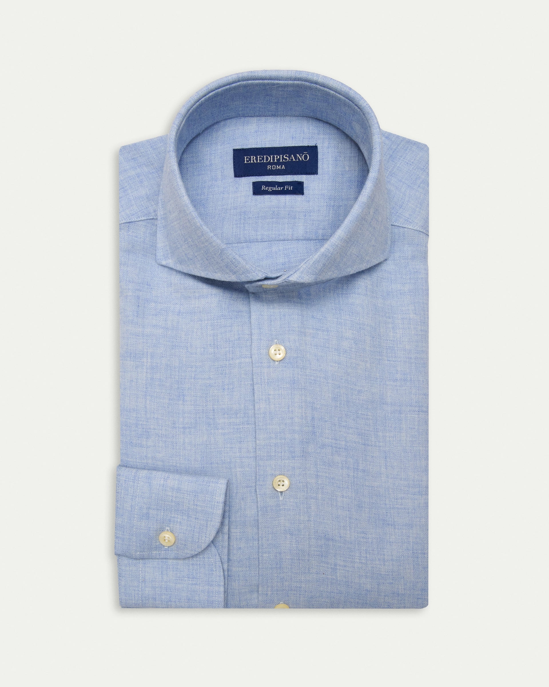 Light blue soft flannel shirt in pure cotton, regular fit