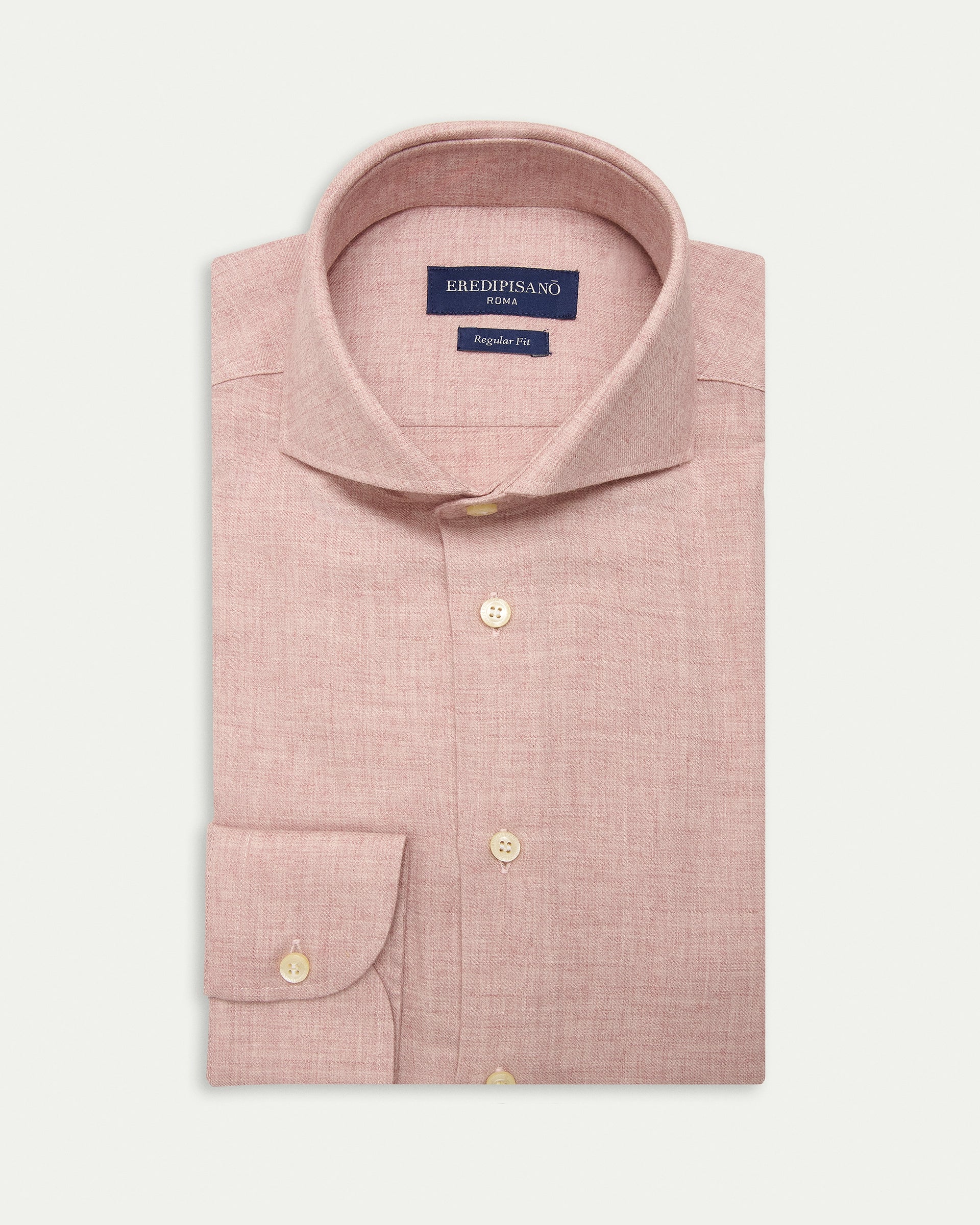 Regular fit pink soft flannel shirt in pure cotton