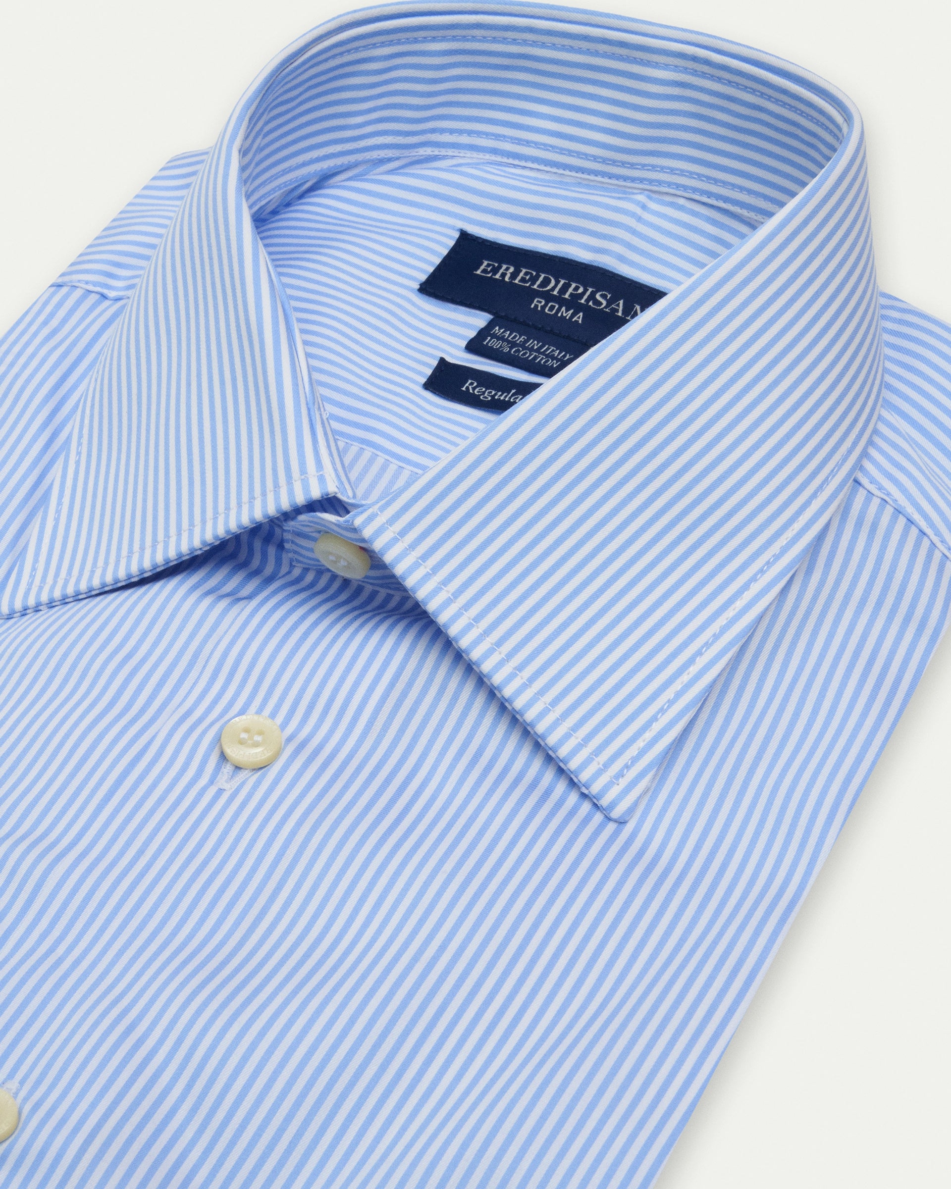 500 striped light blue shirt in pure cotton, regular fit