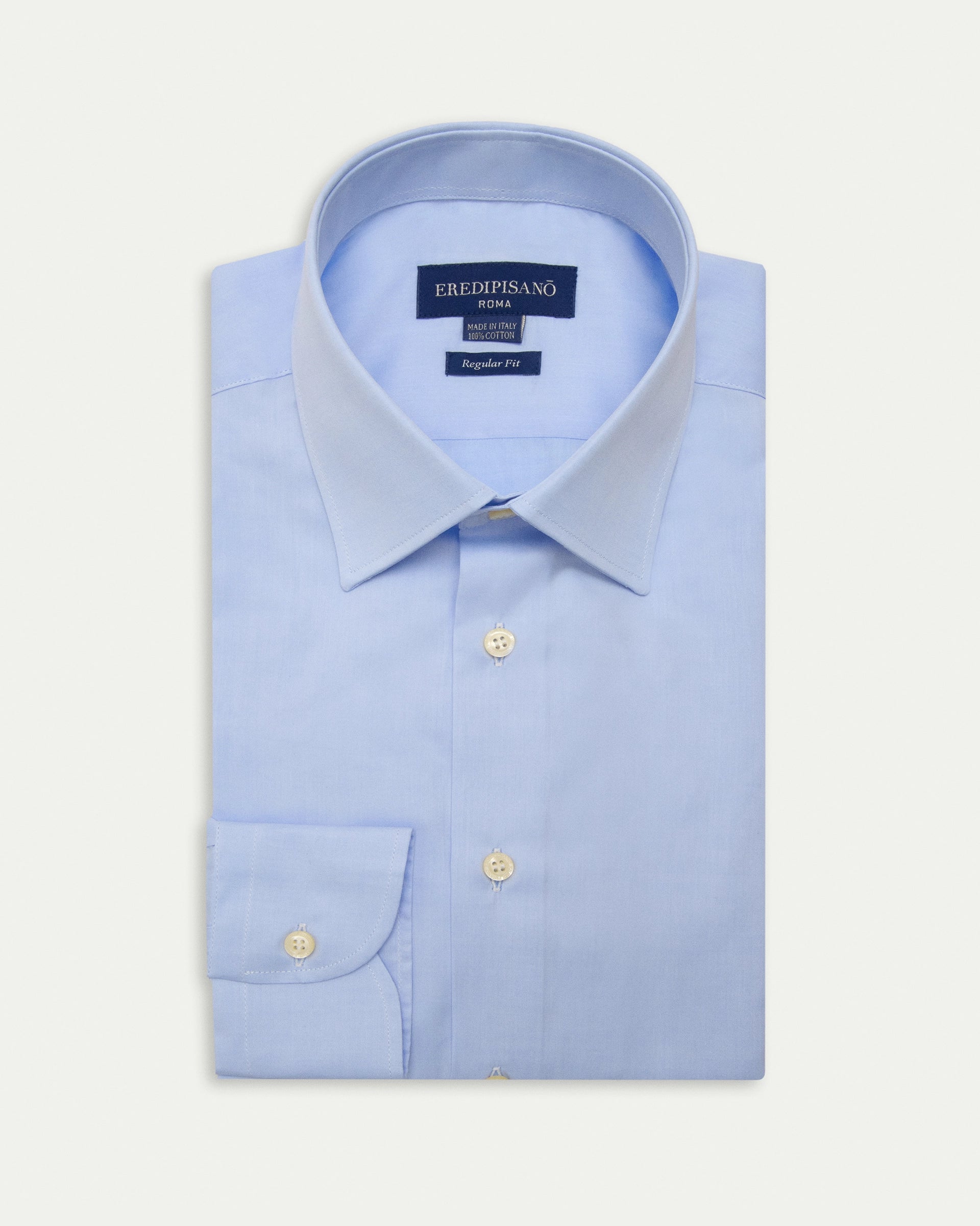 Light blue feather shirt in pure cotton, regular fit