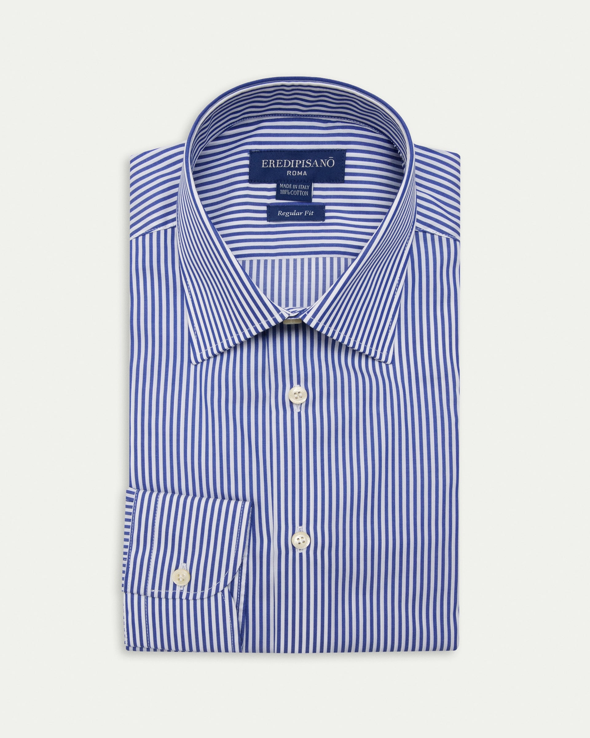 500-stripe light blue shirt in pure cotton, regular fit