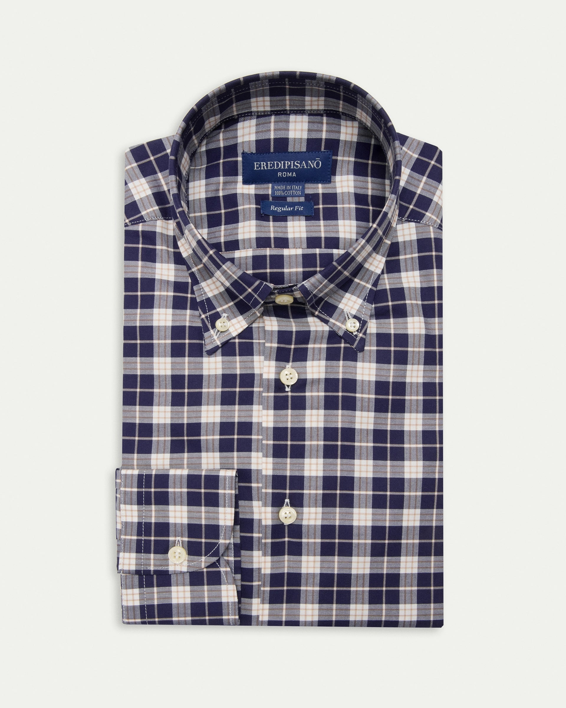 Regular fit pure cotton madras button-down shirt
