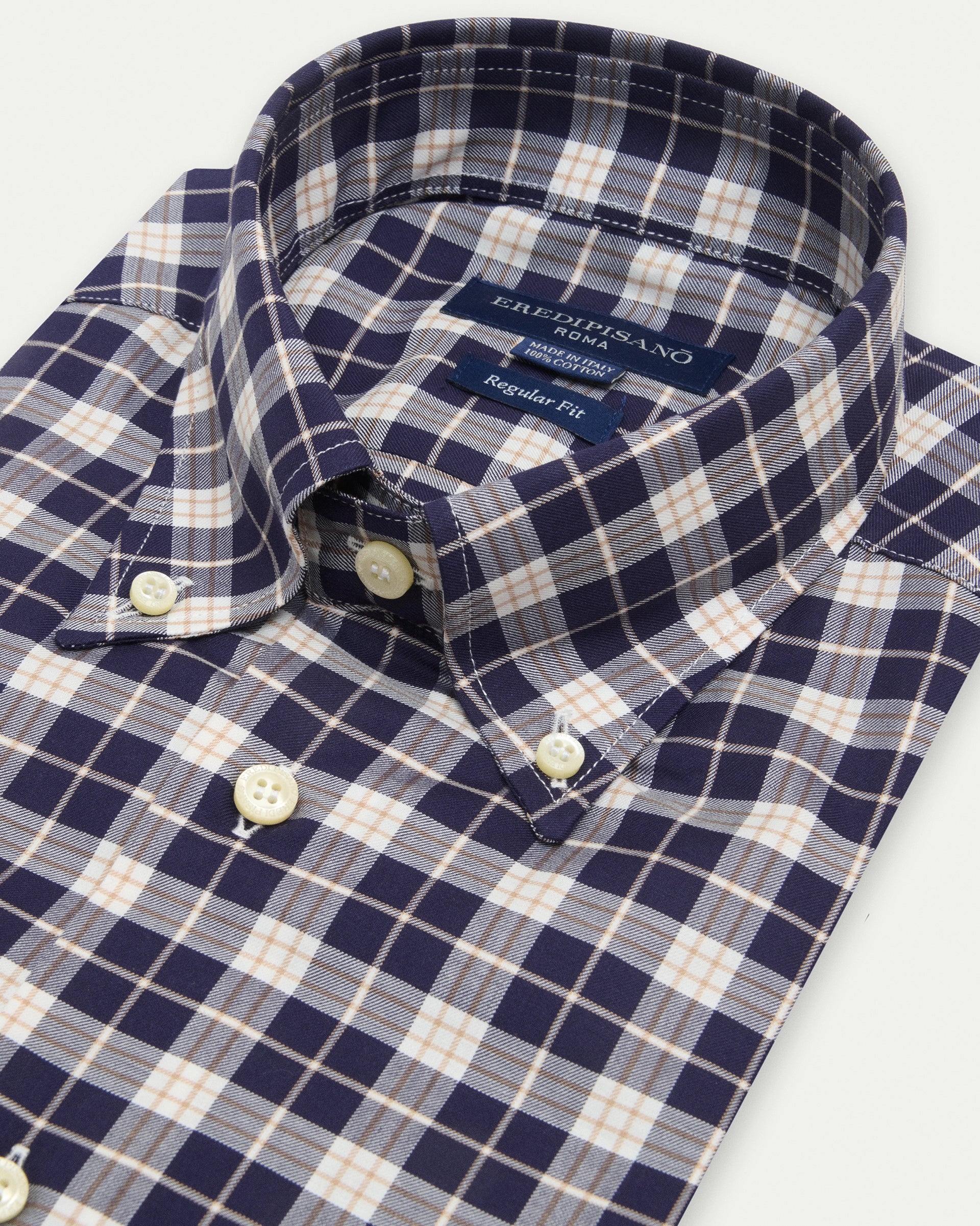 Regular fit pure cotton madras button-down shirt