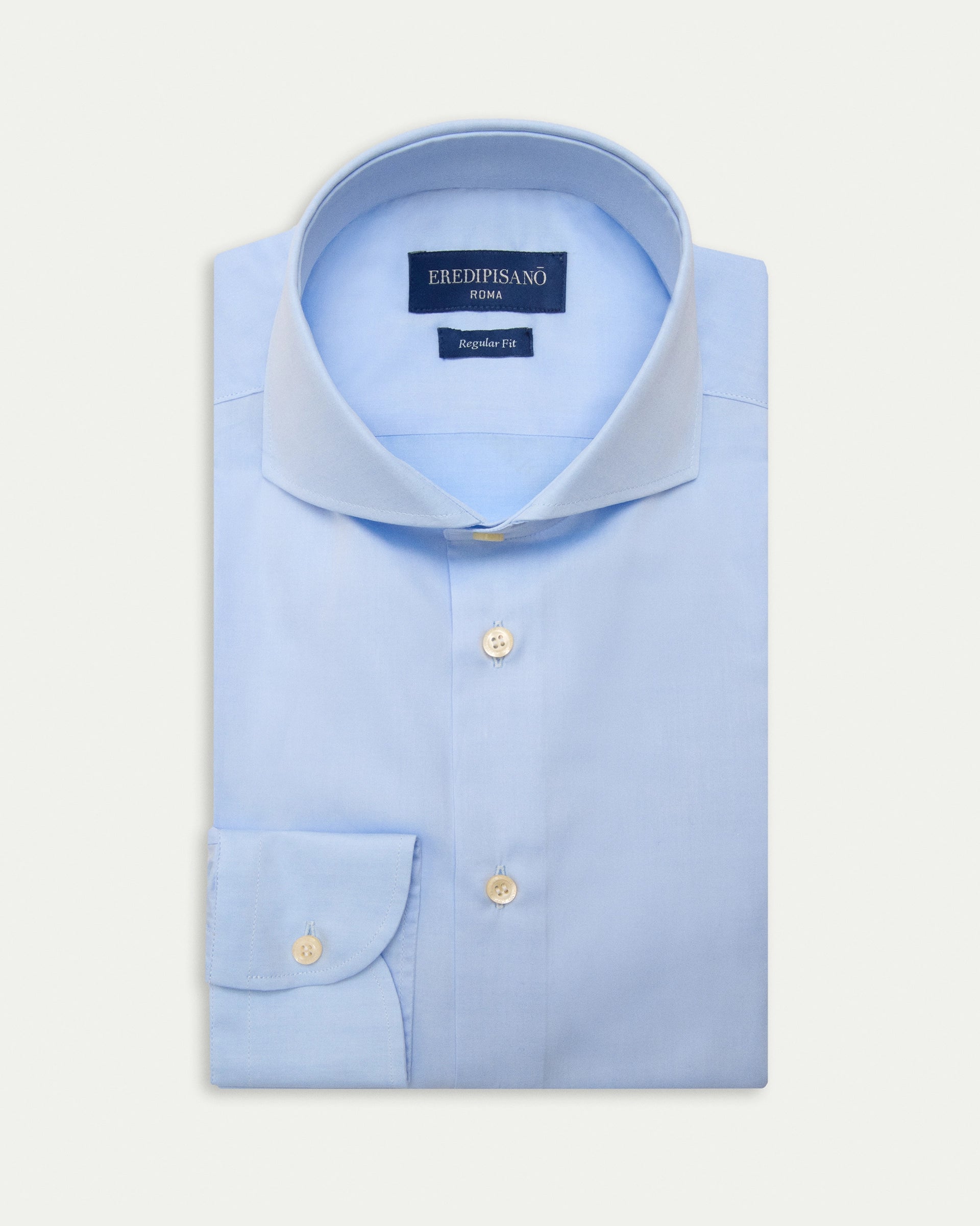 Light blue feather shirt in pure cotton, regular fit