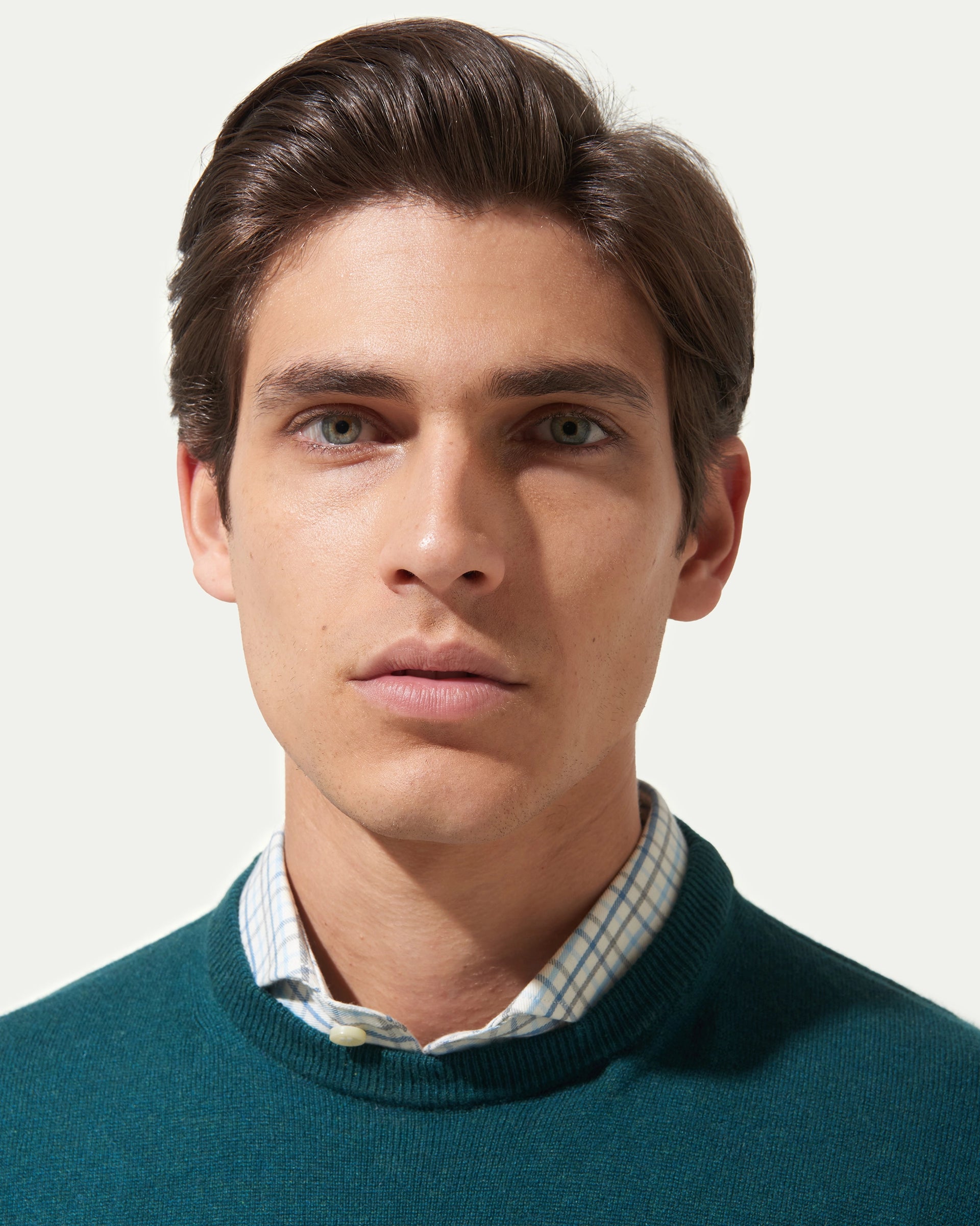 Girocollo verde in puro cashmere rasato finezza 12