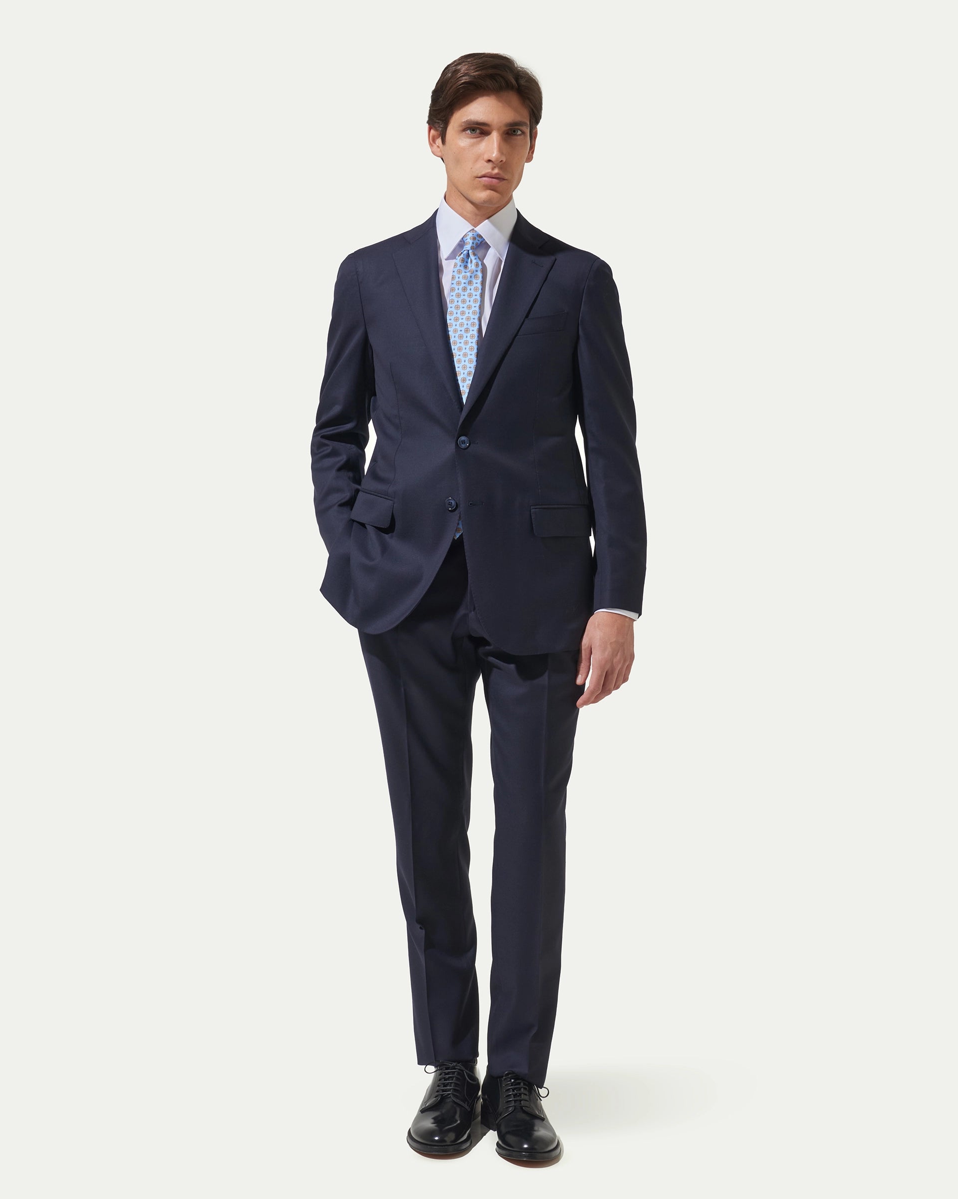 Abito Blu in pura lana tessuto Loro Piana Zelander