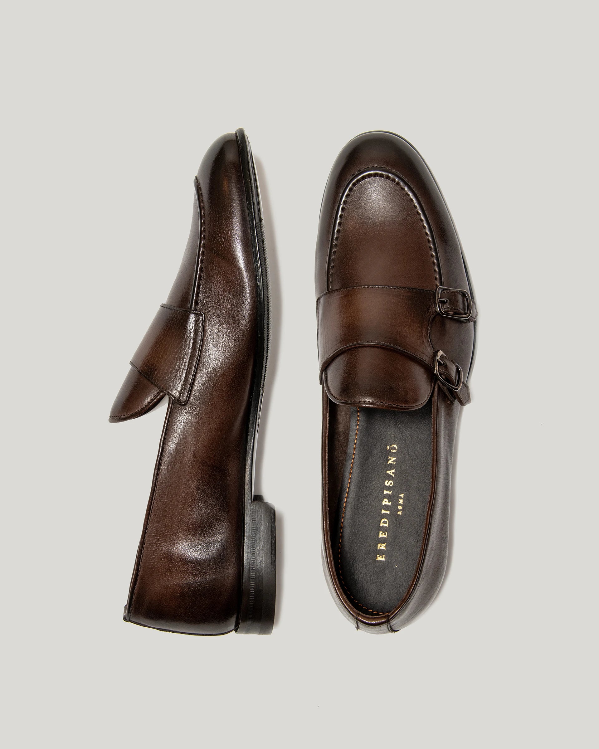 Monkstrap in antique dark brown calfskin