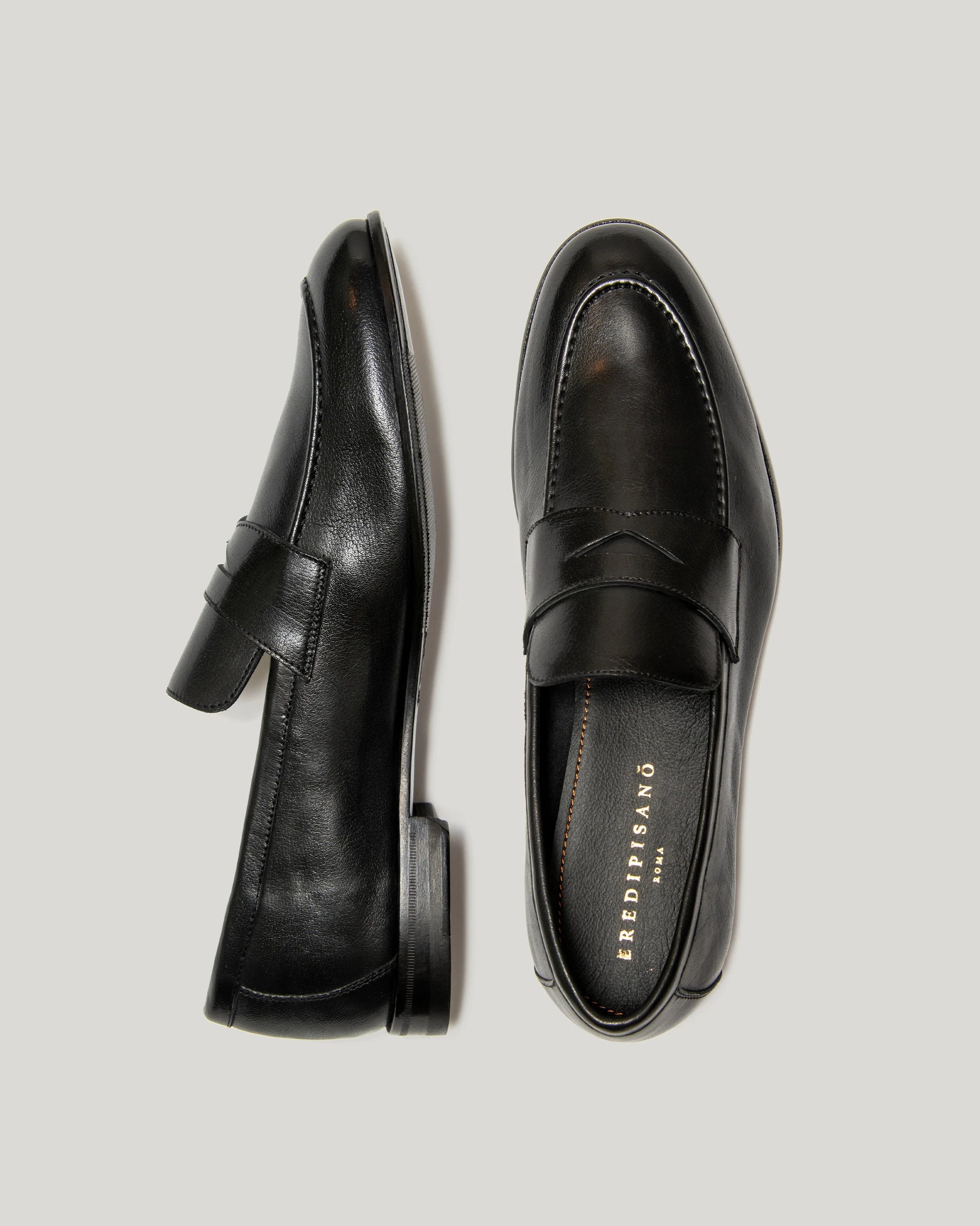 Black antiqued calfskin loafer