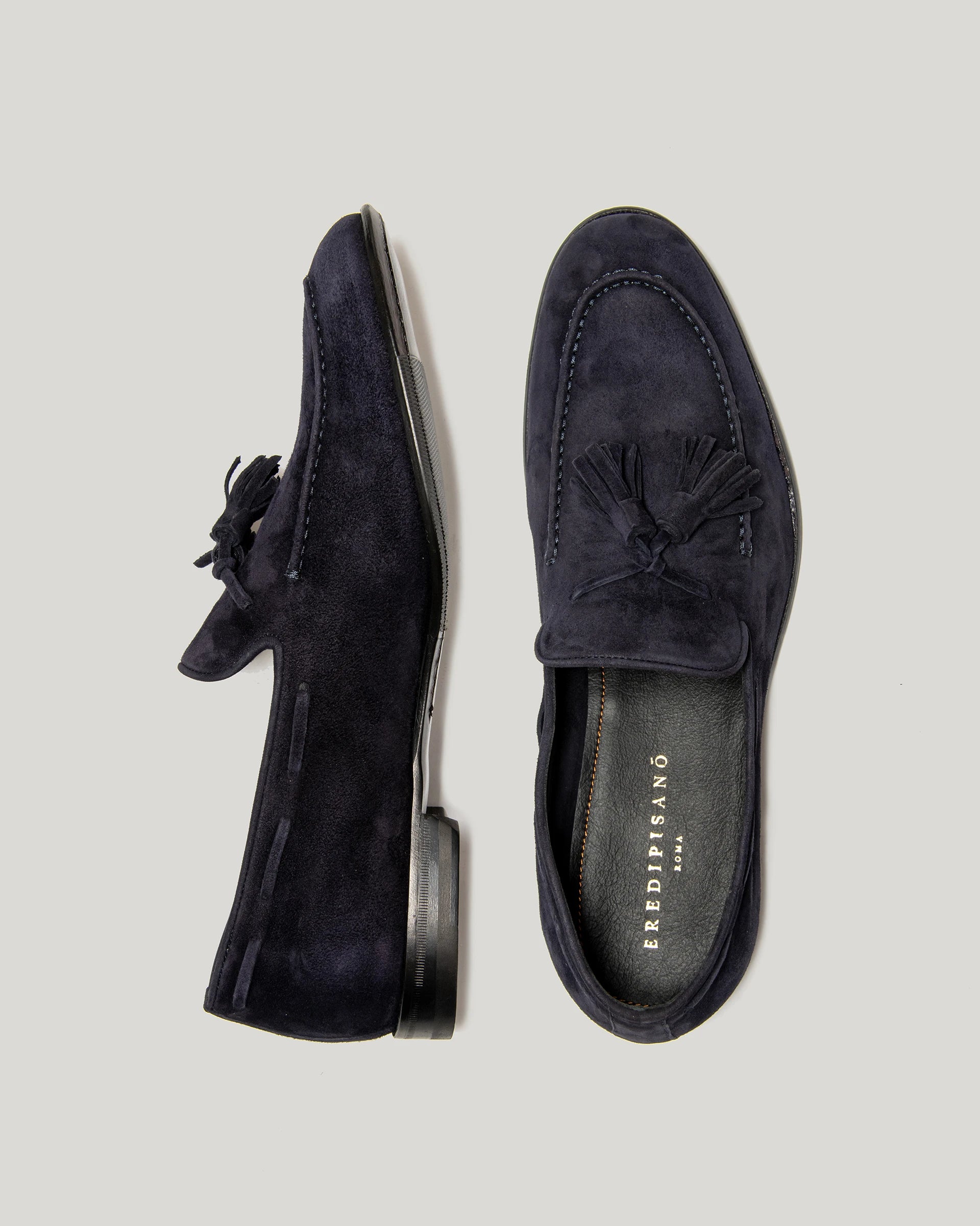 Blue suede tassel loafer