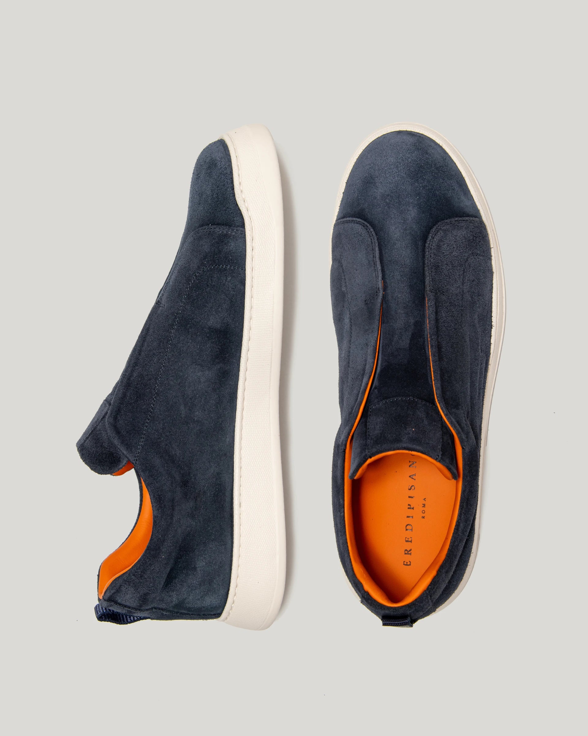 Unlined light blue suede slip-on sneakers