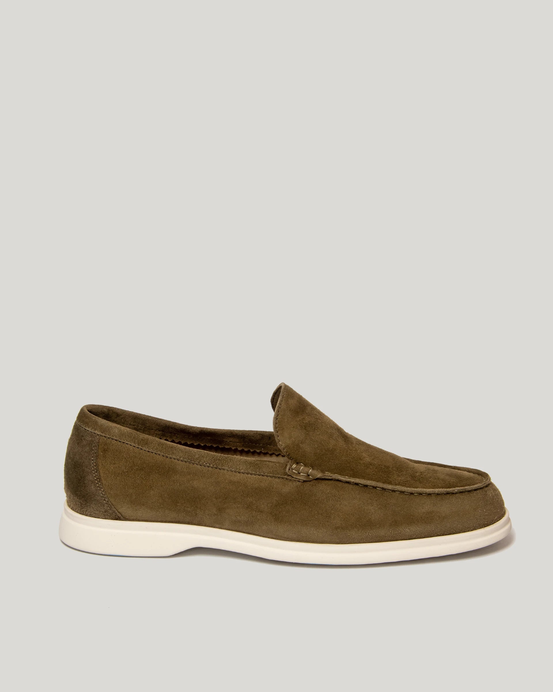 Military boat moccasin in light suede