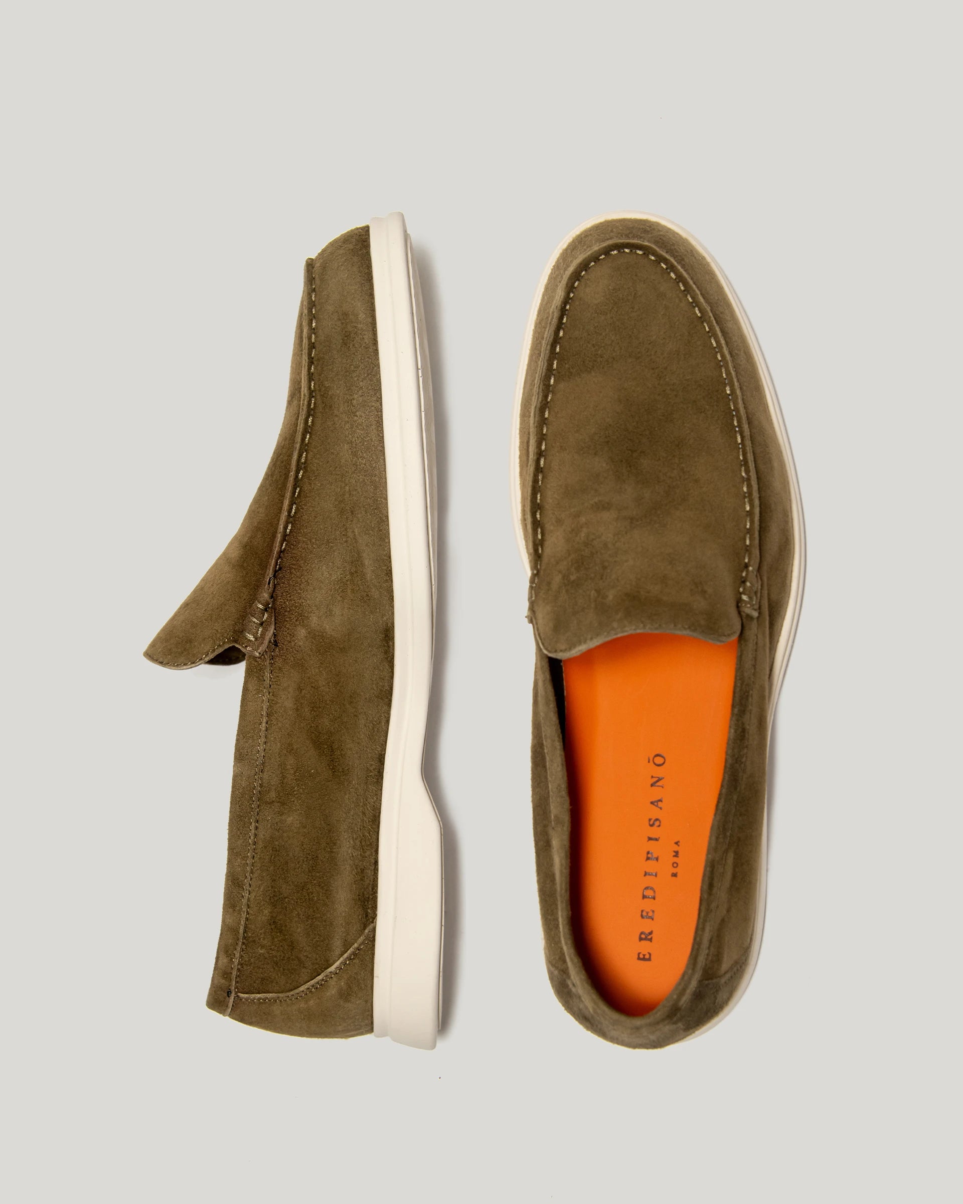 Military boat moccasin in light suede