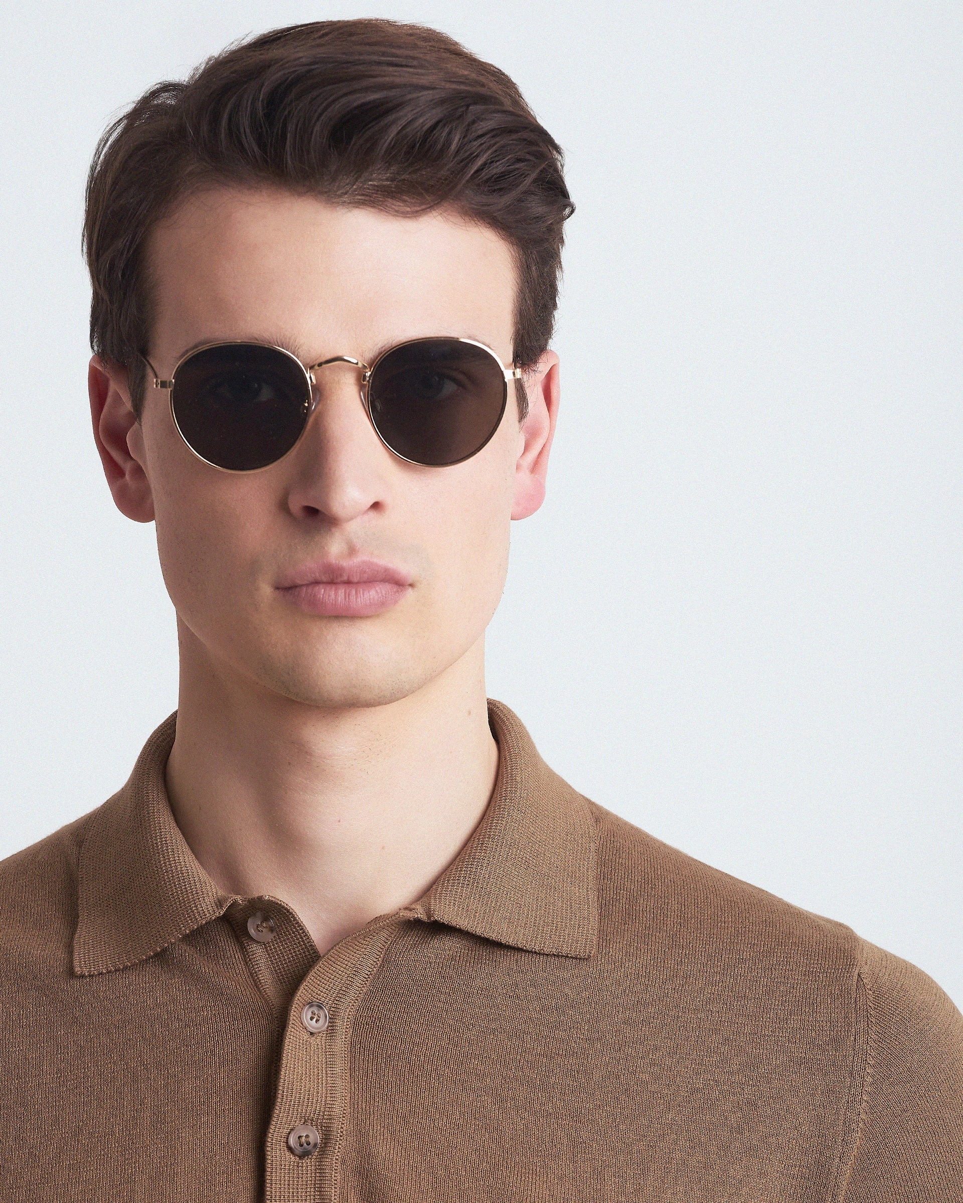 Polo 3 Bottoni manica corta tortora in puro cotone