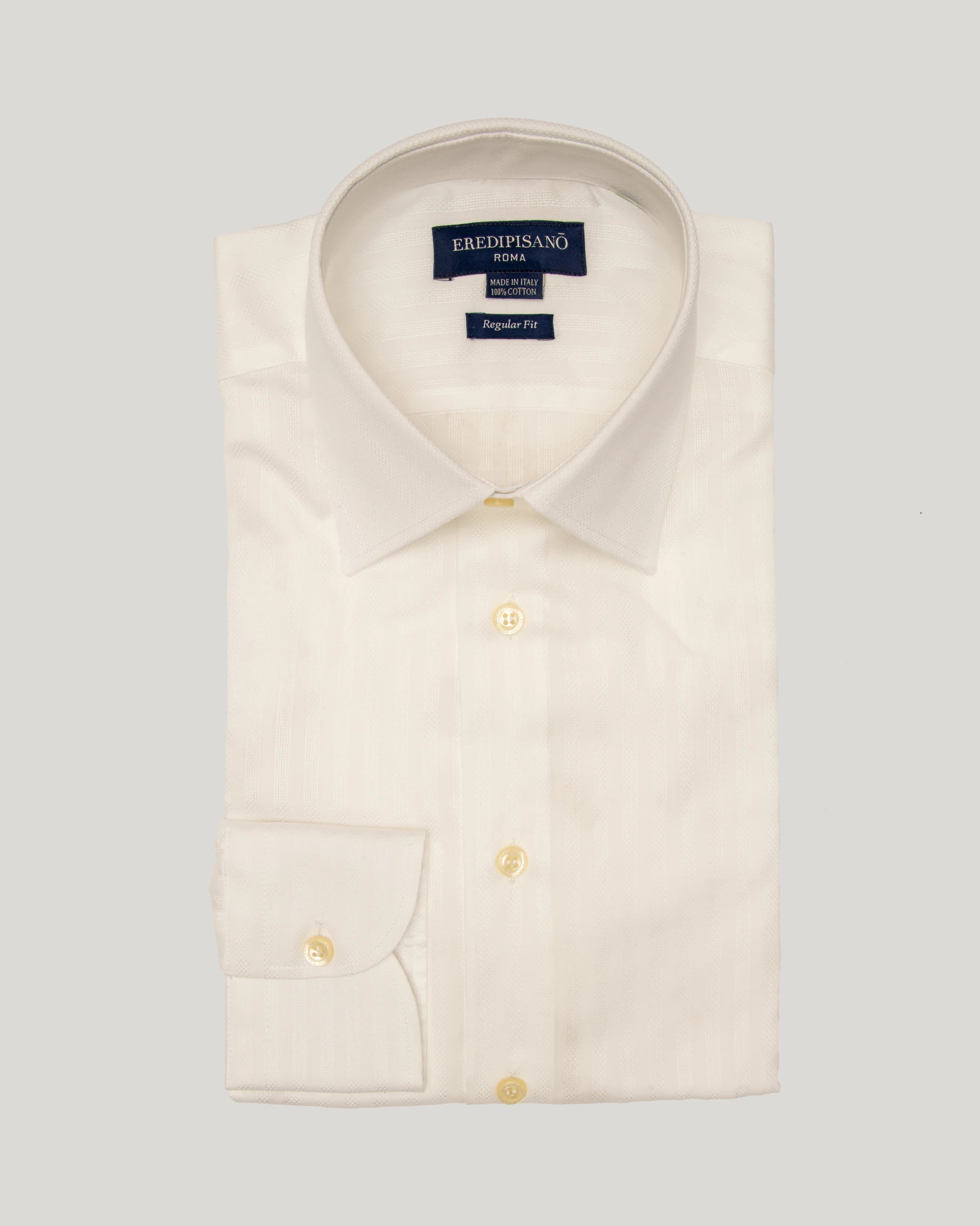 White shirt with tone-on-tone striped pattern in brushed twill pure cotton regular fit Canclini fabric