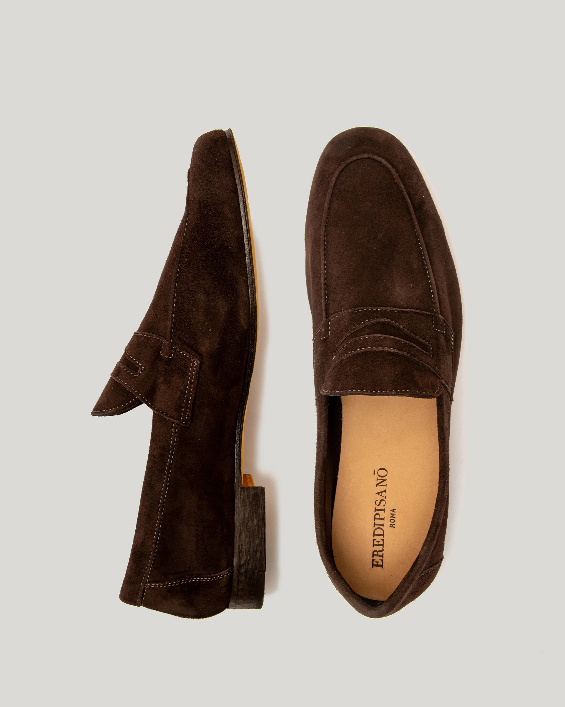 Mocassino Amalfi testa di moro cuoio in pelle scamosciata