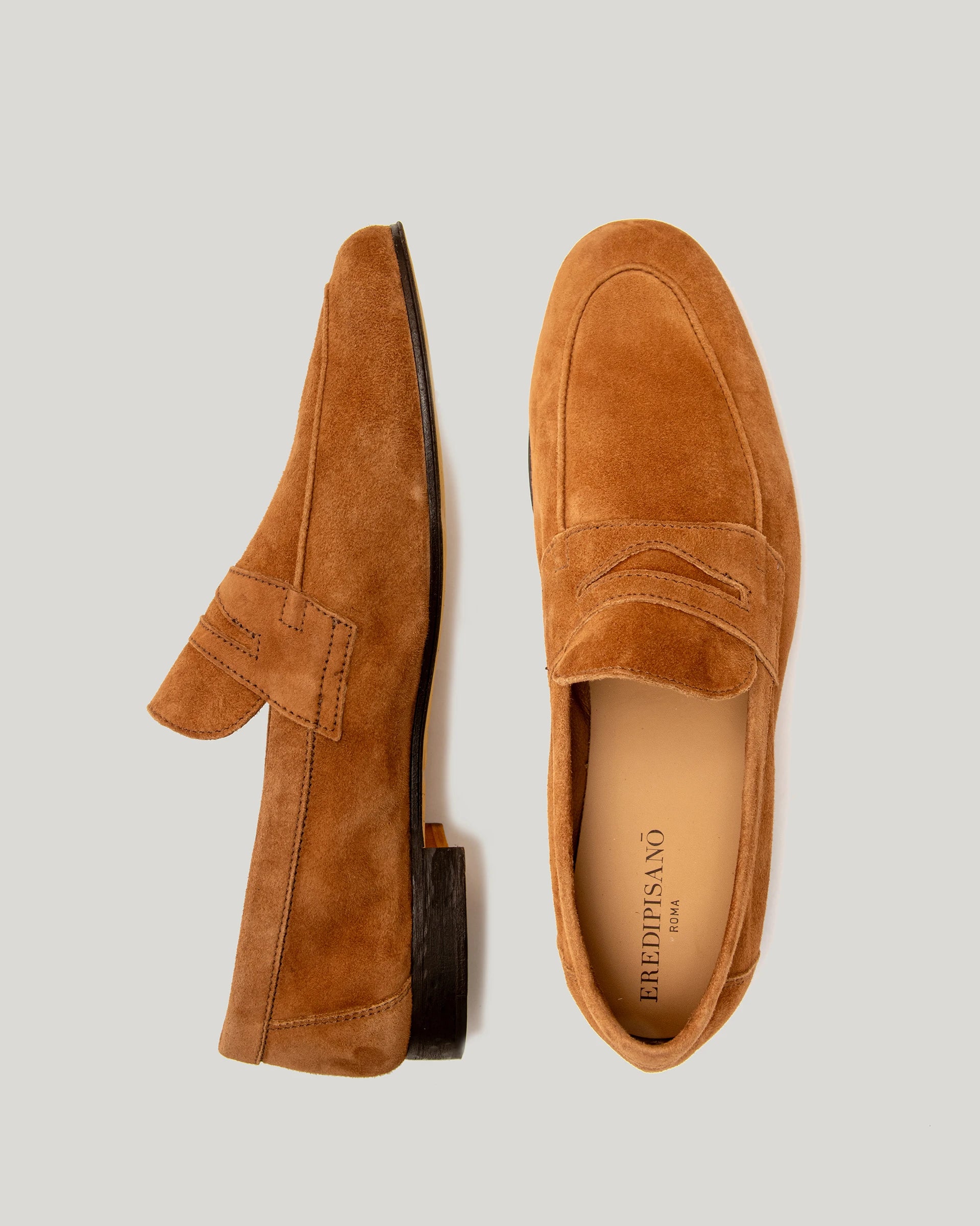Mocassino Amalfi cognac cuoio in pelle scamosciata